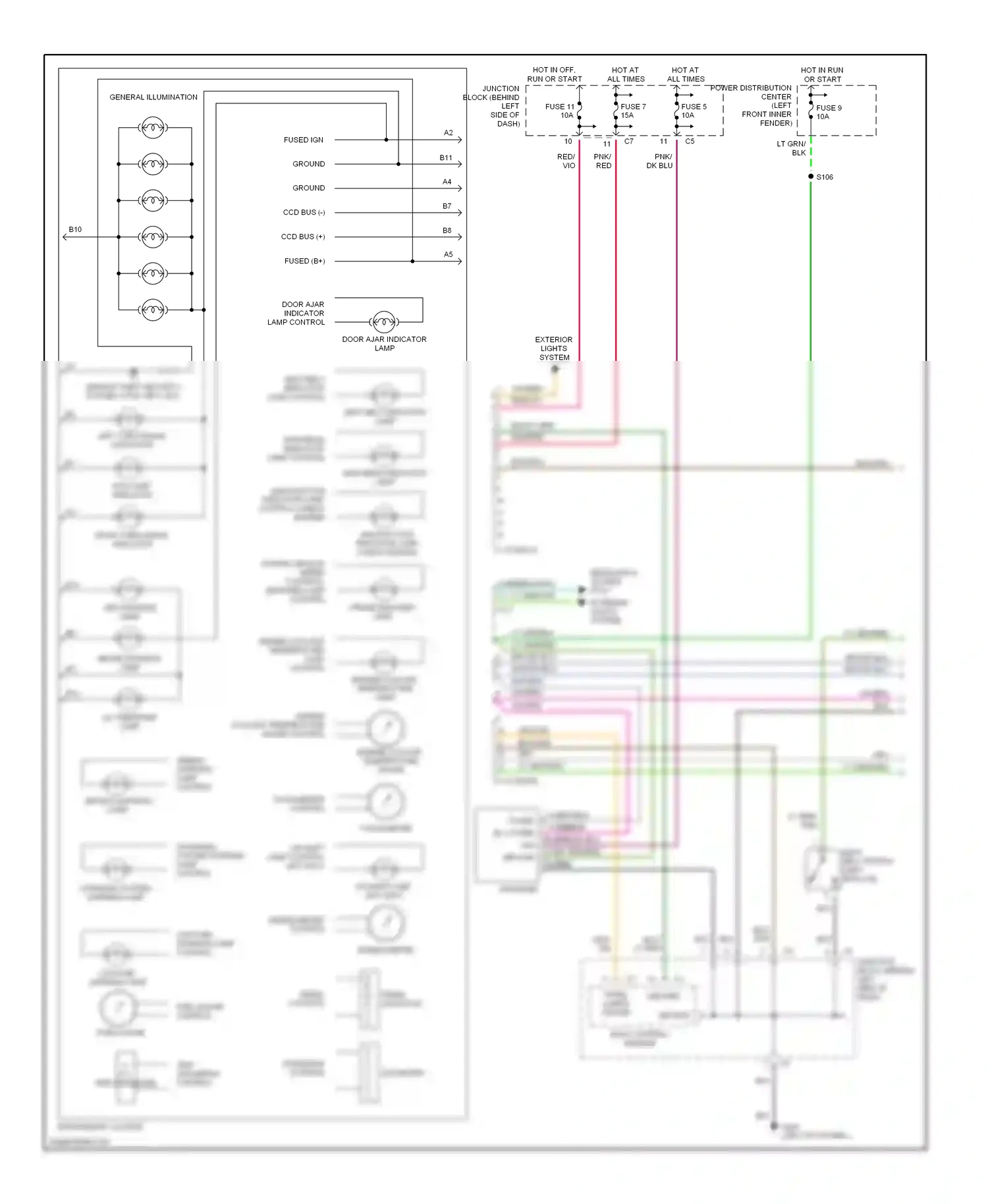 Chrysler Cirrus I (1994-2000) speedometer control wiring diagram  (1 of 1)