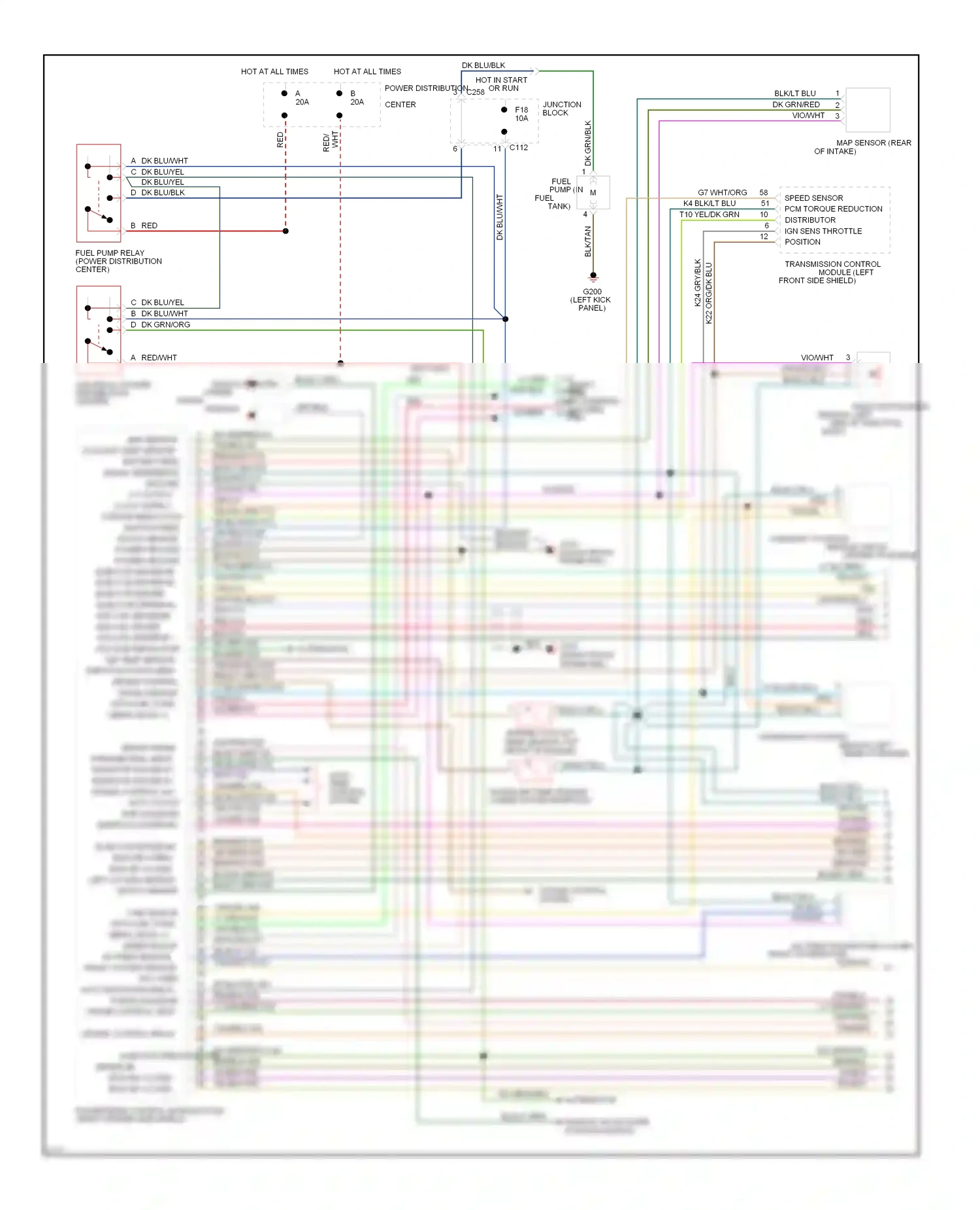 Chrysler Concorde I (1992-1997) transmission control module (left front side shield) wiring diagram  (3 of 3)