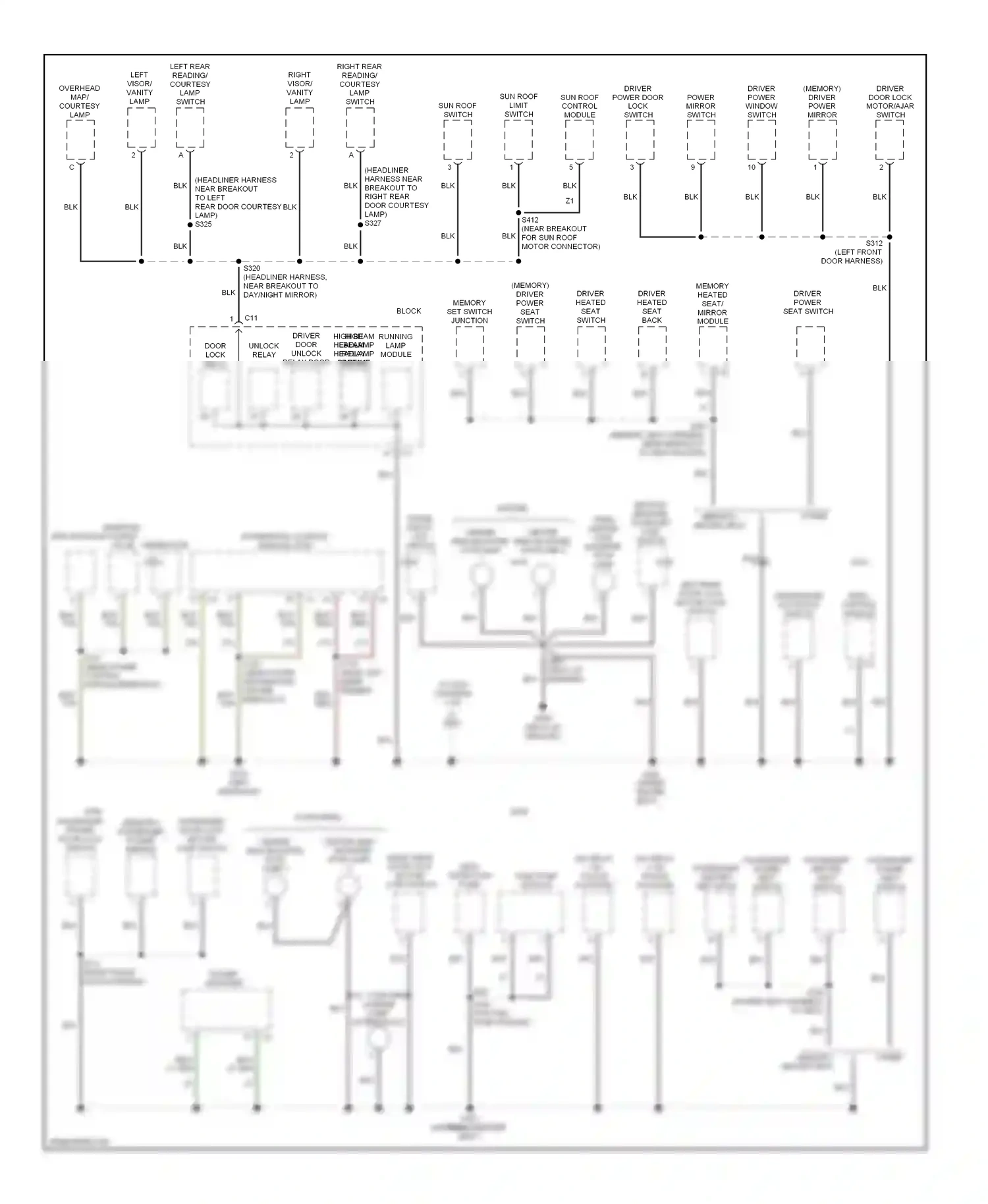 Chrysler Concorde II (1997-2004) driver power window switch wiring diagram  (1 of 2)