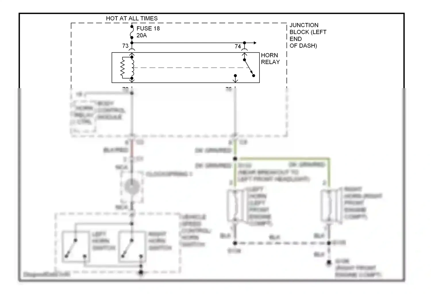 Chrysler Concorde II (1997-2004) left horn (left front engine compt) wiring diagram  (1 of 1)