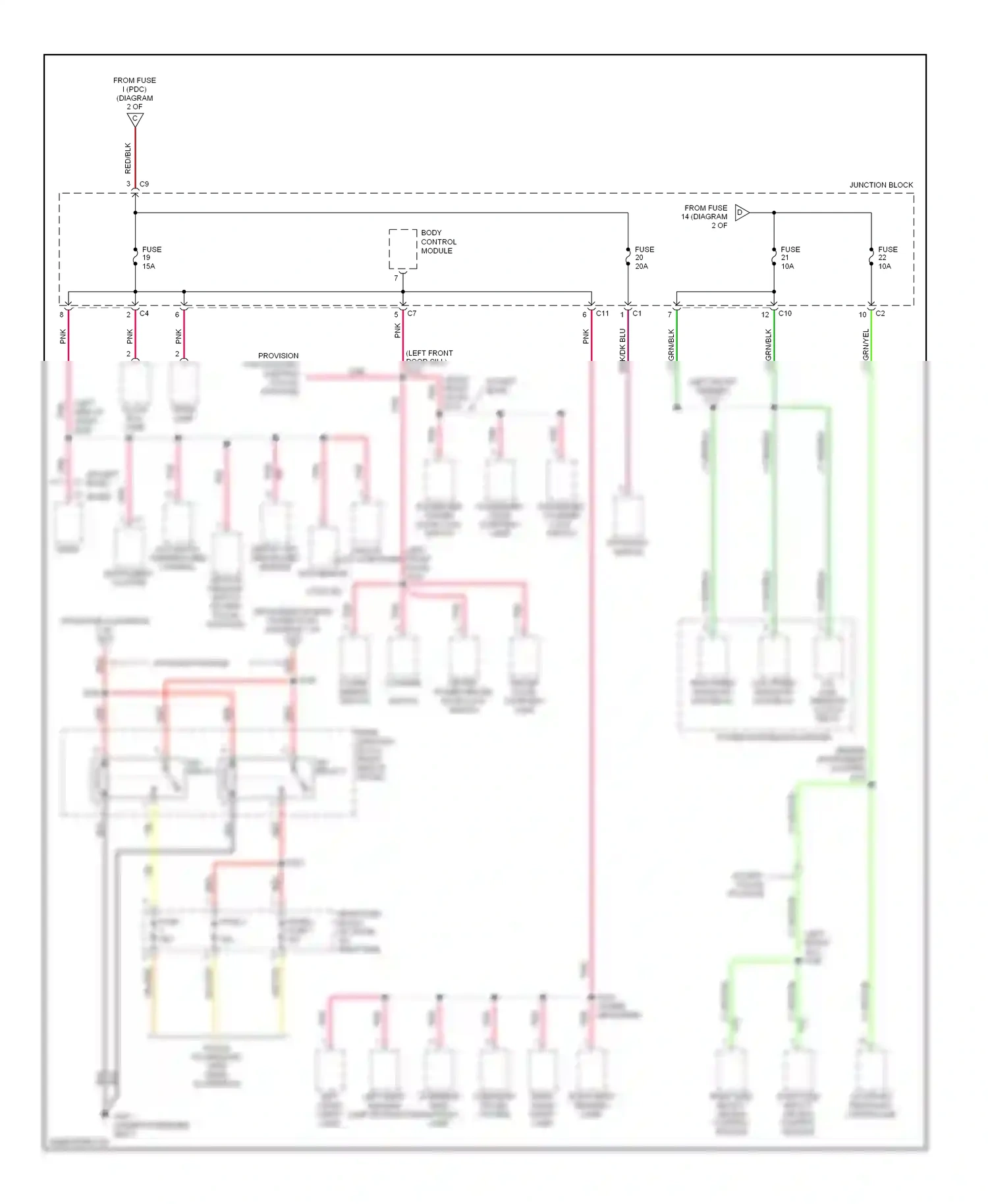 Chrysler Concorde II (1997-2004) left visor wiring diagram  (1 of 1)