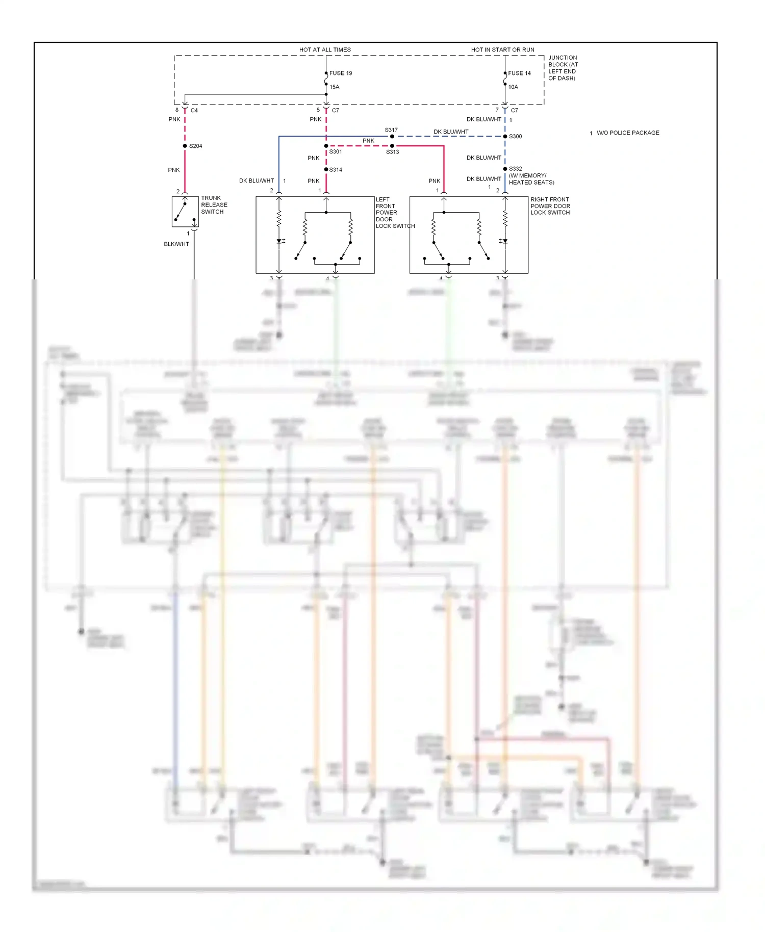Chrysler Concorde II (1997-2004) trunk release switch wiring diagram  (1 of 2)