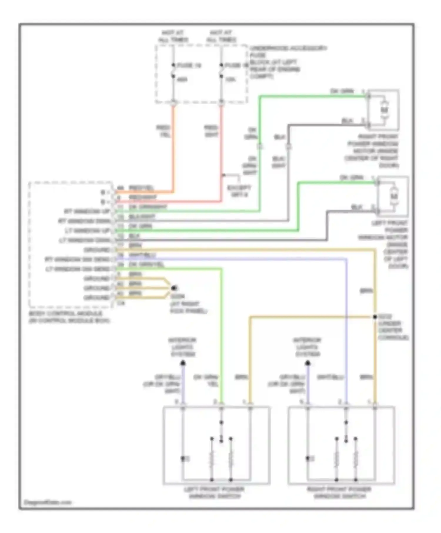 Crossfire Chrysler I (2003-2007): Power windows circuit