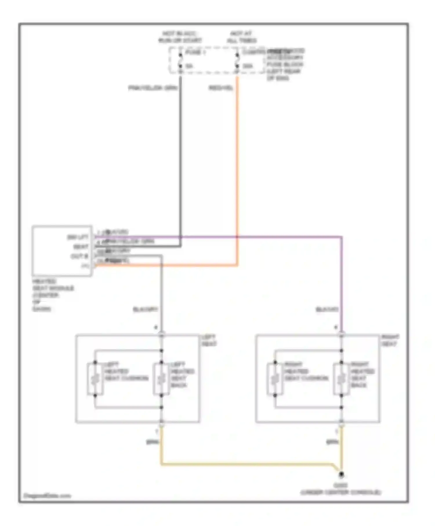 Wiring diagram left heated seat back for Chrysler Crossfire I (2003-2007) (1 of 1)