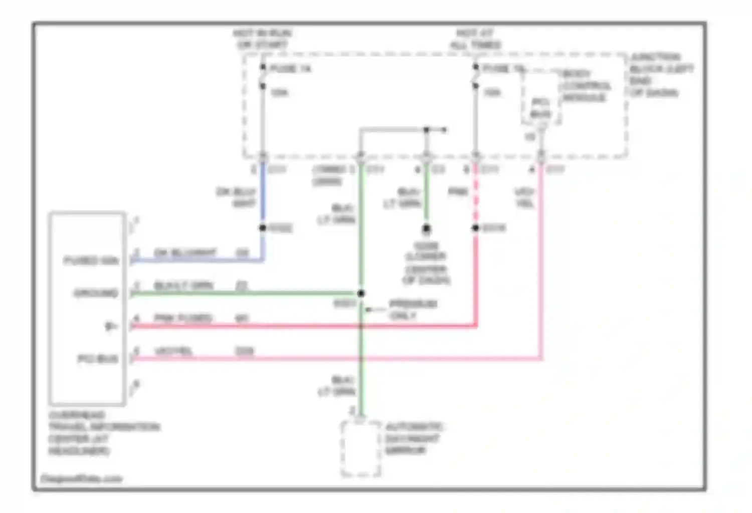 Wiring diagram automatic day/night mirror for Chrysler LHS II (1998-2001) (1 of 1)