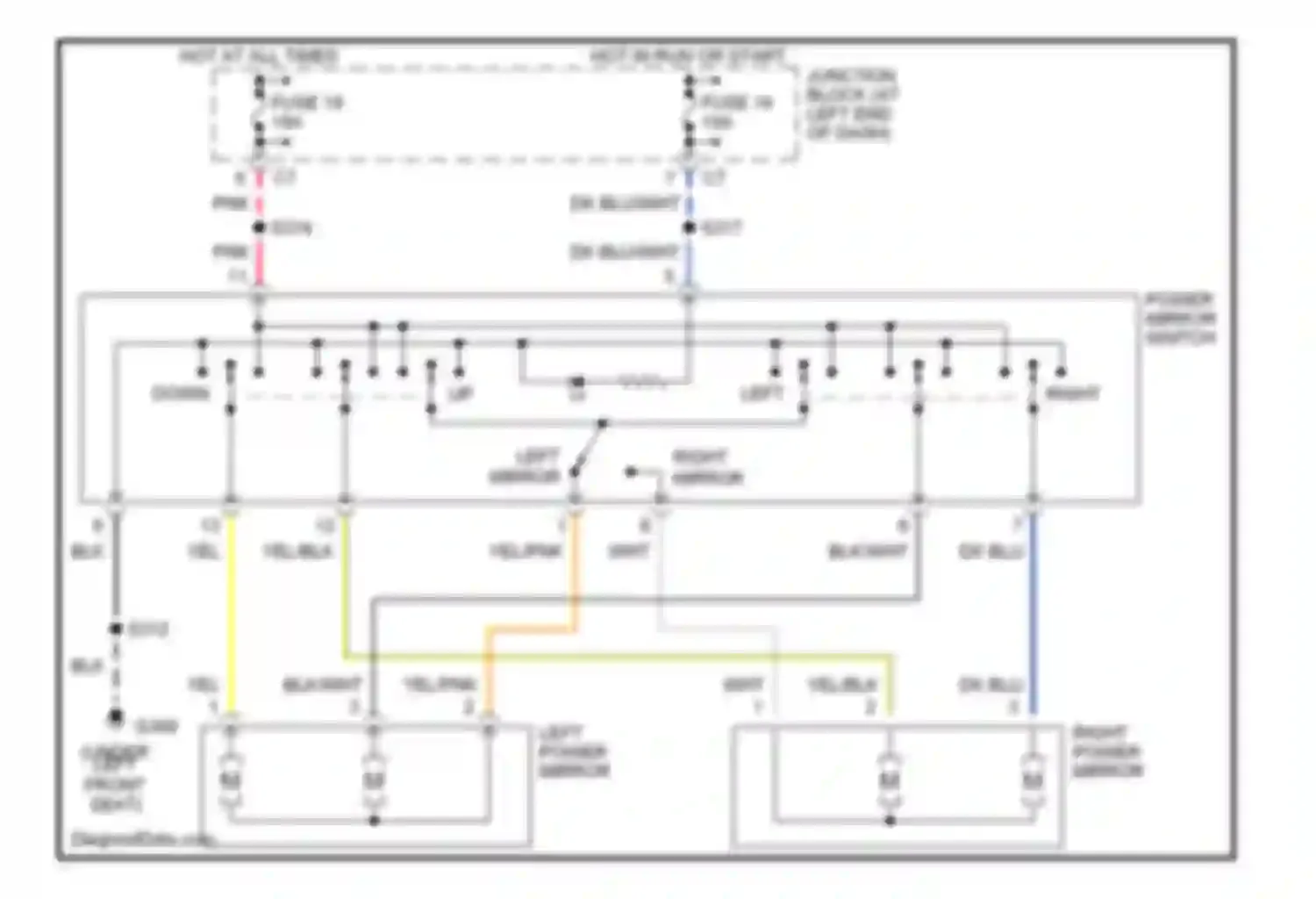 Wiring diagram left power mirror for Chrysler LHS II (1998-2001) (2 of 2)