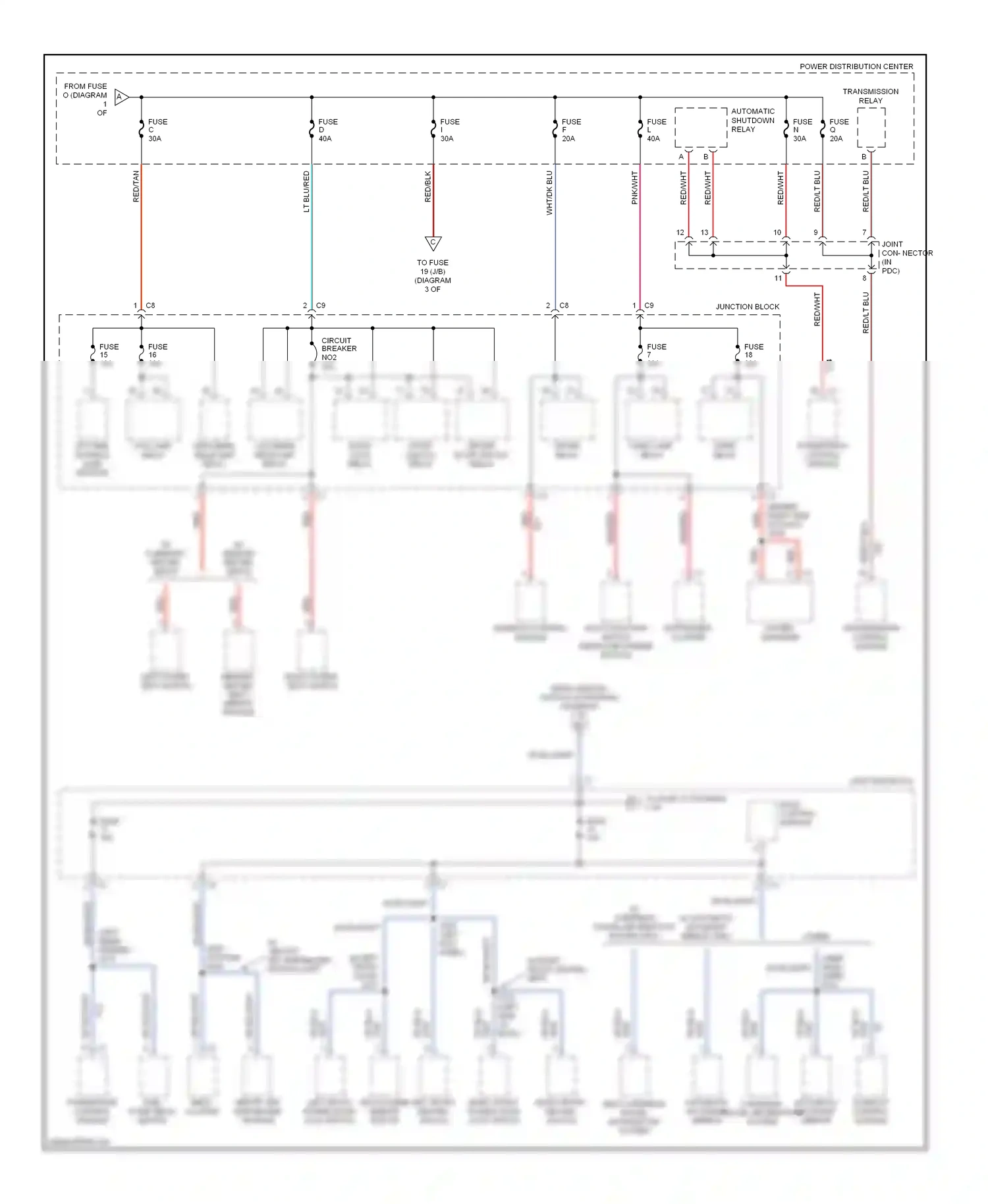 Chrysler LHS II (1998-2001) multi-function switch (headlamp dimmer switch) wiring diagram  (1 of 1)