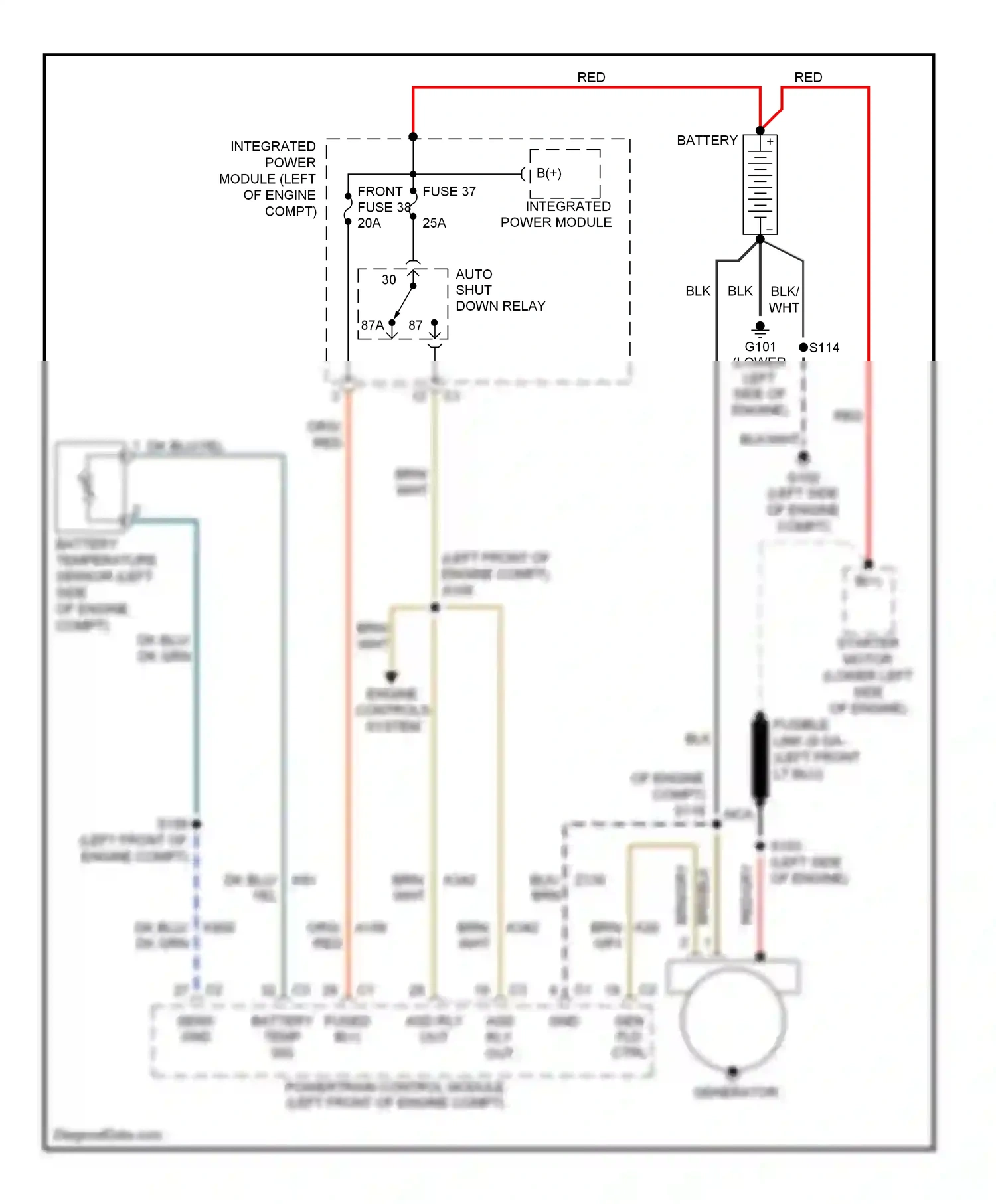 Chrysler Pacifica CS (2003-2008) battery temperature sensor (left side of engine compt) wiring diagram  (1 of 1)