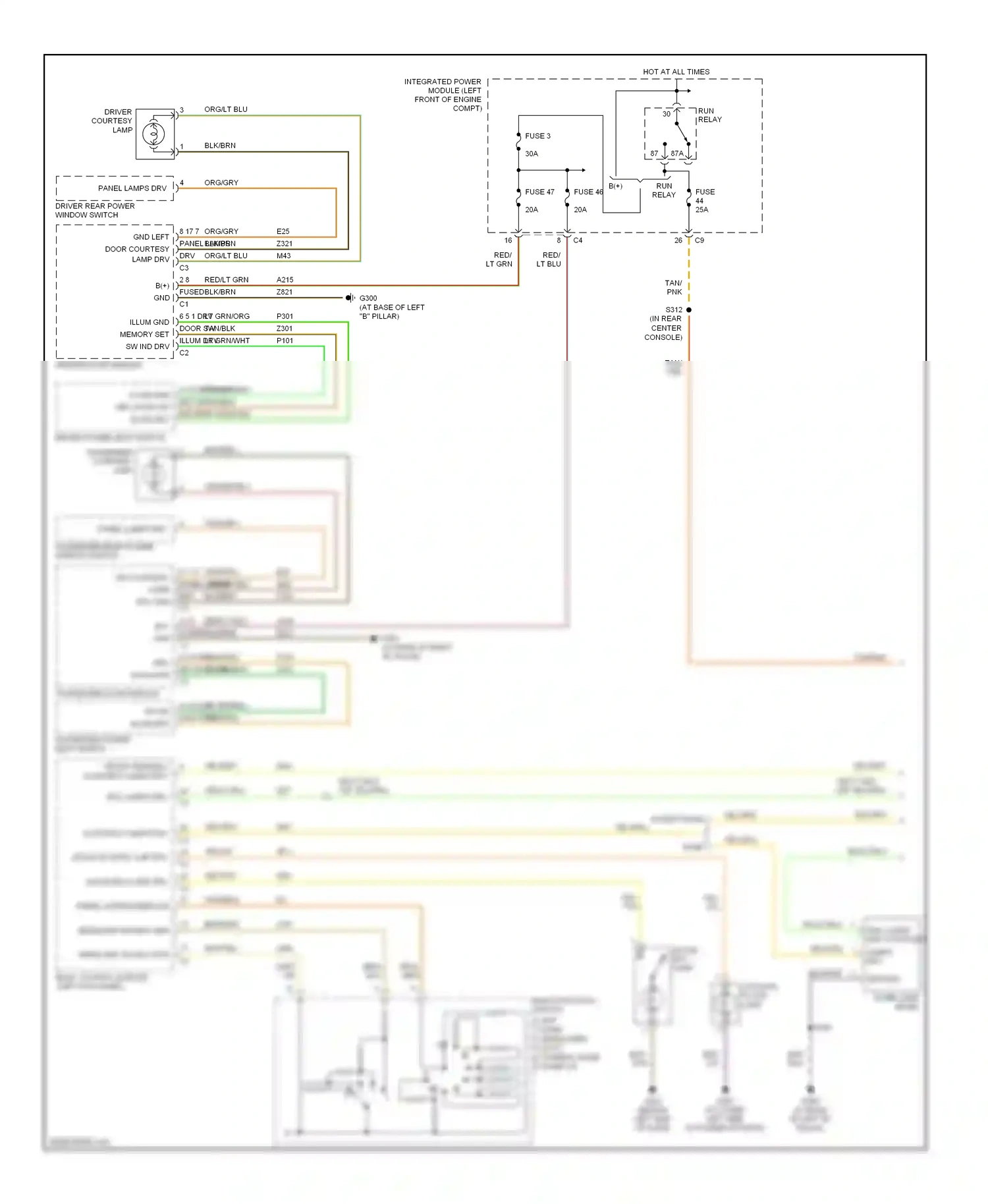 Chrysler Pacifica CS (2003-2008) dome lamp (base) wiring diagram  (1 of 1)