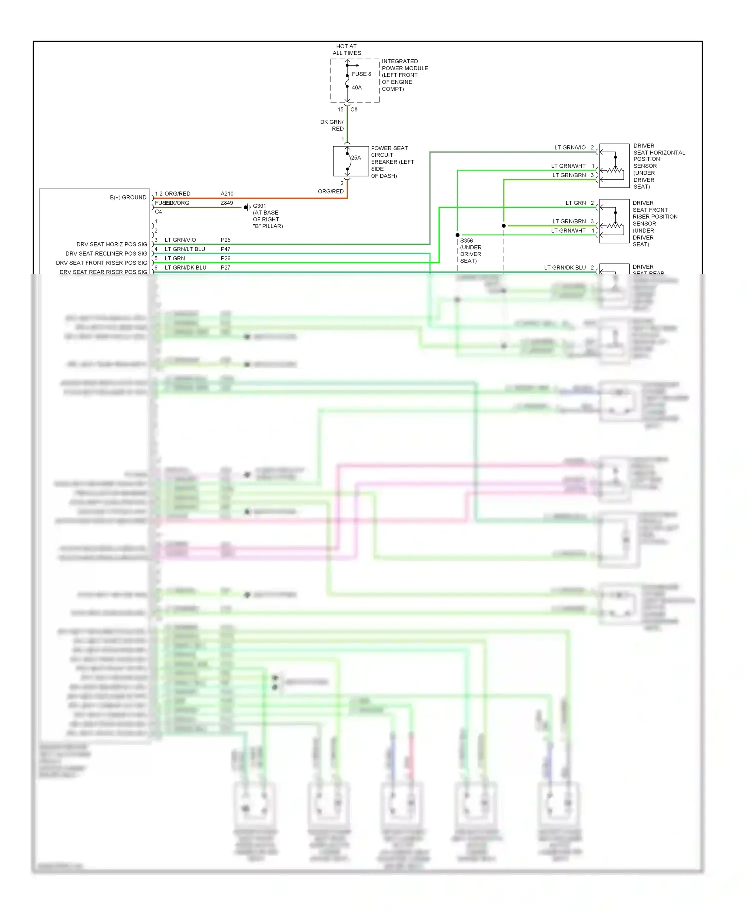 Chrysler Pacifica CS (2003-2008) driver seat front riser position sensor (under driver seat) wiring diagram  (1 of 1)