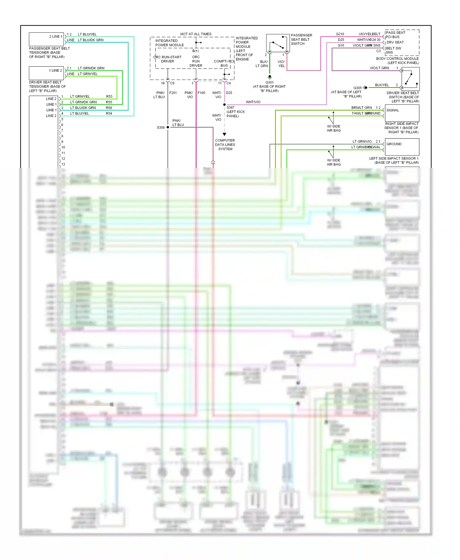 Chrysler Pacifica CS (2003-2008) left front impact sensor (left front of engine compt) wiring diagram  (1 of 1)