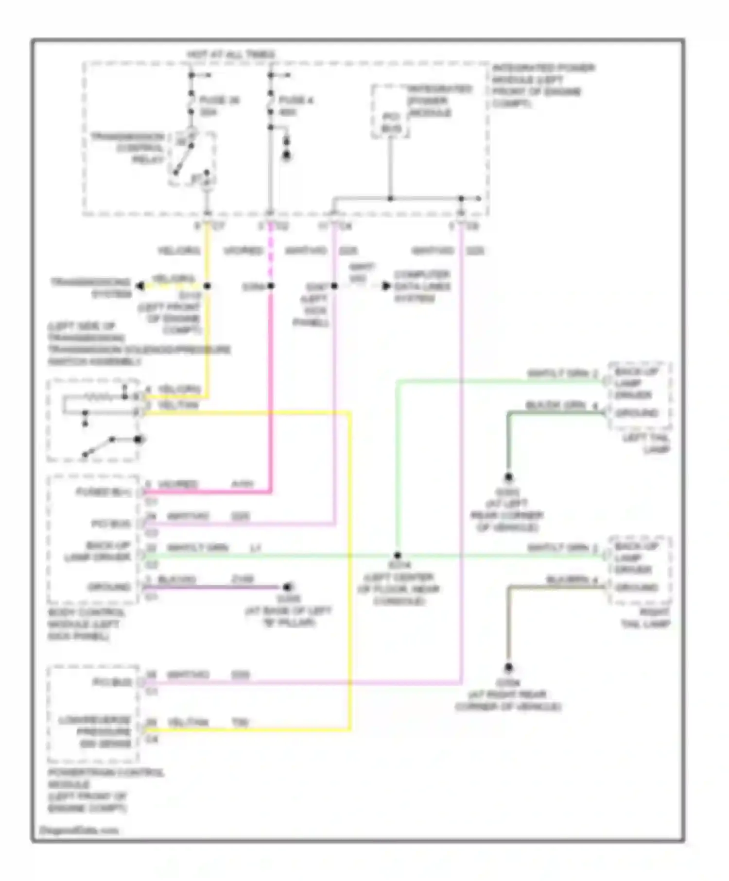 Wiring diagram left tail lamp for Chrysler Pacifica CS (2003-2008) (1 of 2)