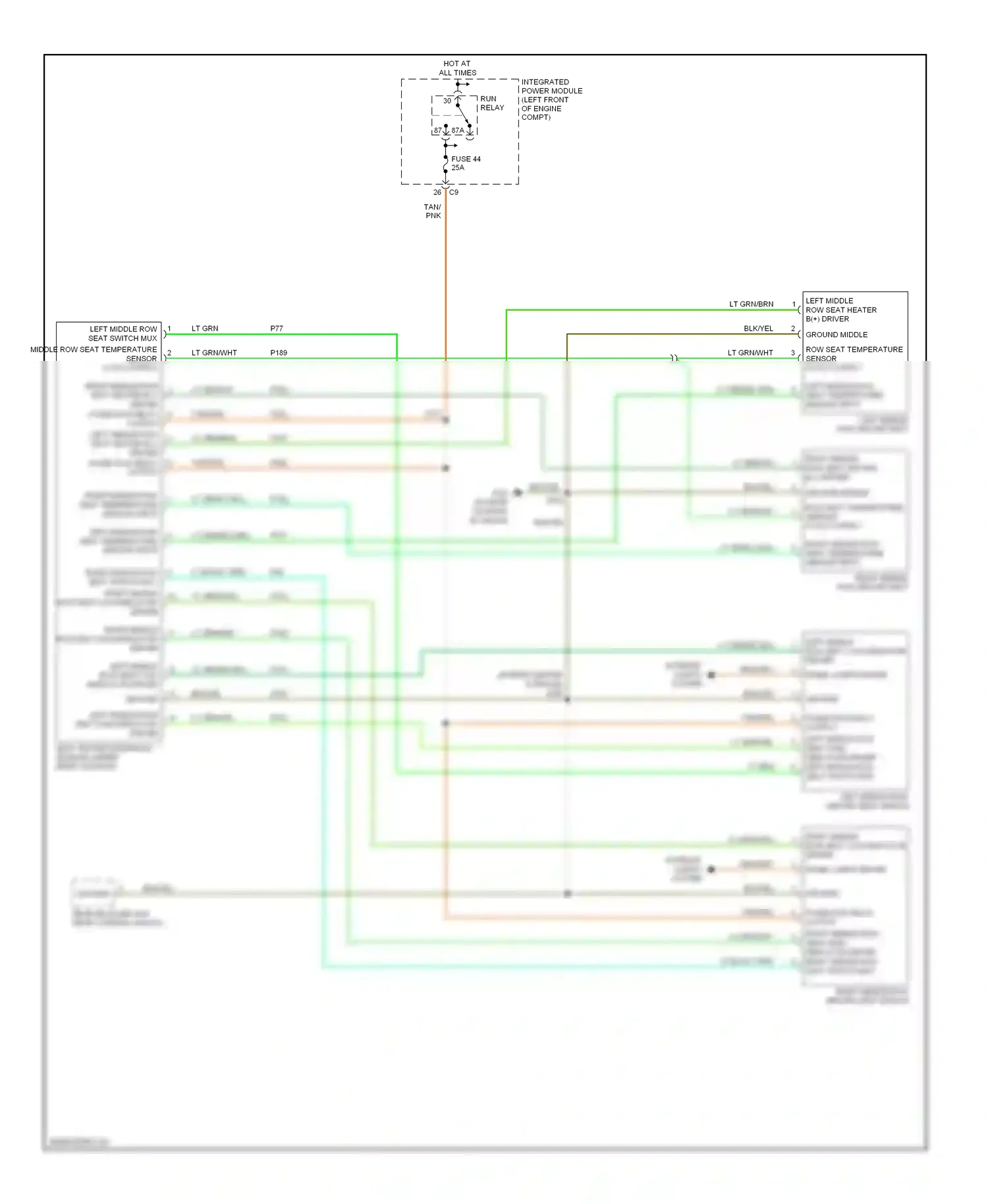 Chrysler Pacifica CS (2003-2008) seat heater interface module (under rear console) wiring diagram  (1 of 2)