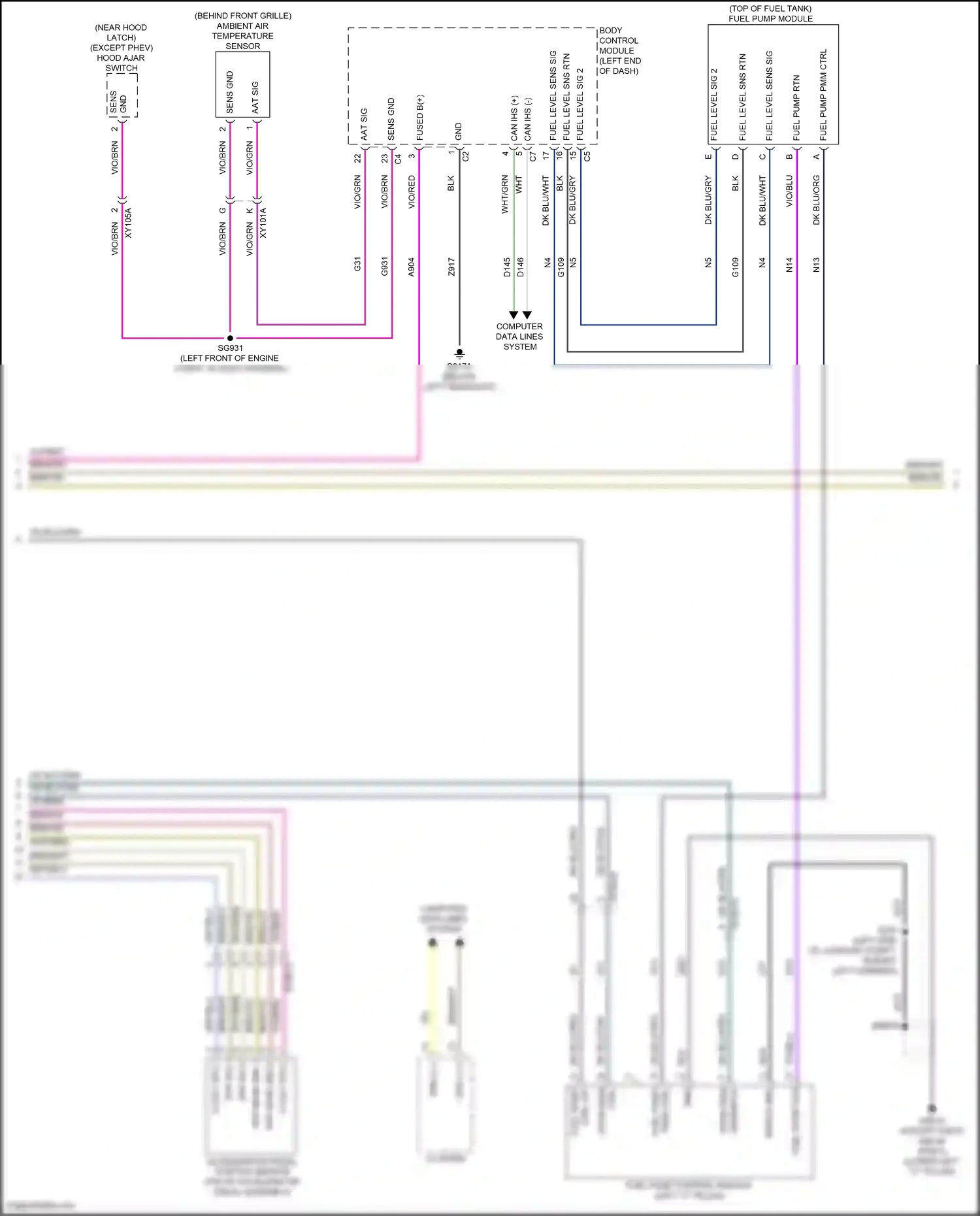 Chrysler Pacifica RU facelift (2020-2024) fuel pump wiring diagram  (1 of 2)