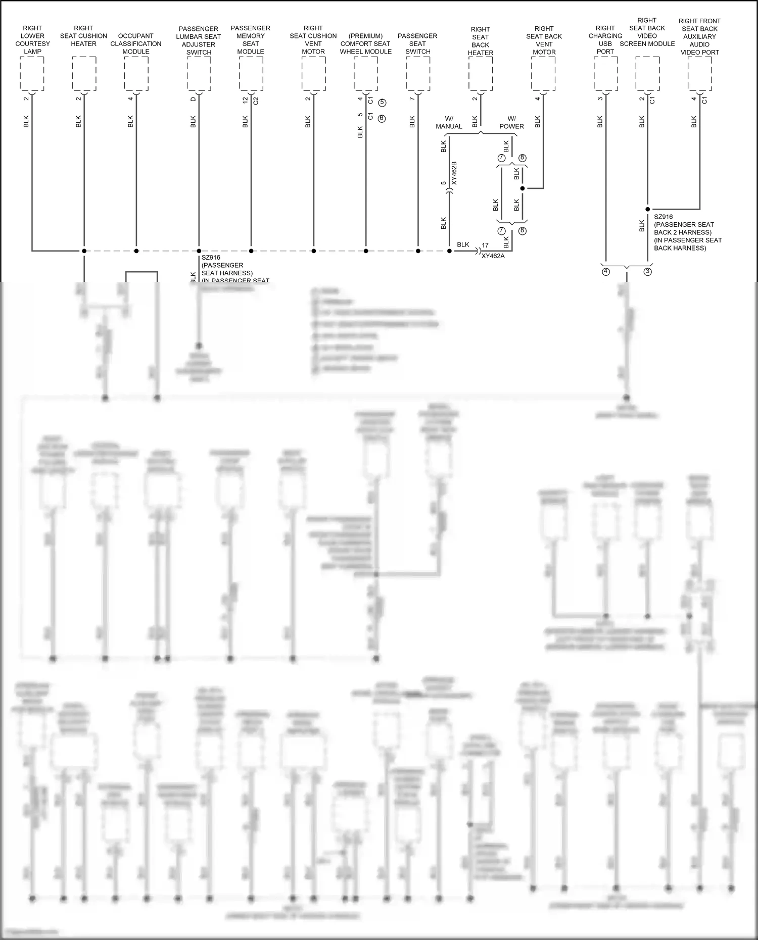 Chrysler Pacifica RU facelift (2020-2024) passenger seat switch wiring diagram  (1 of 2)