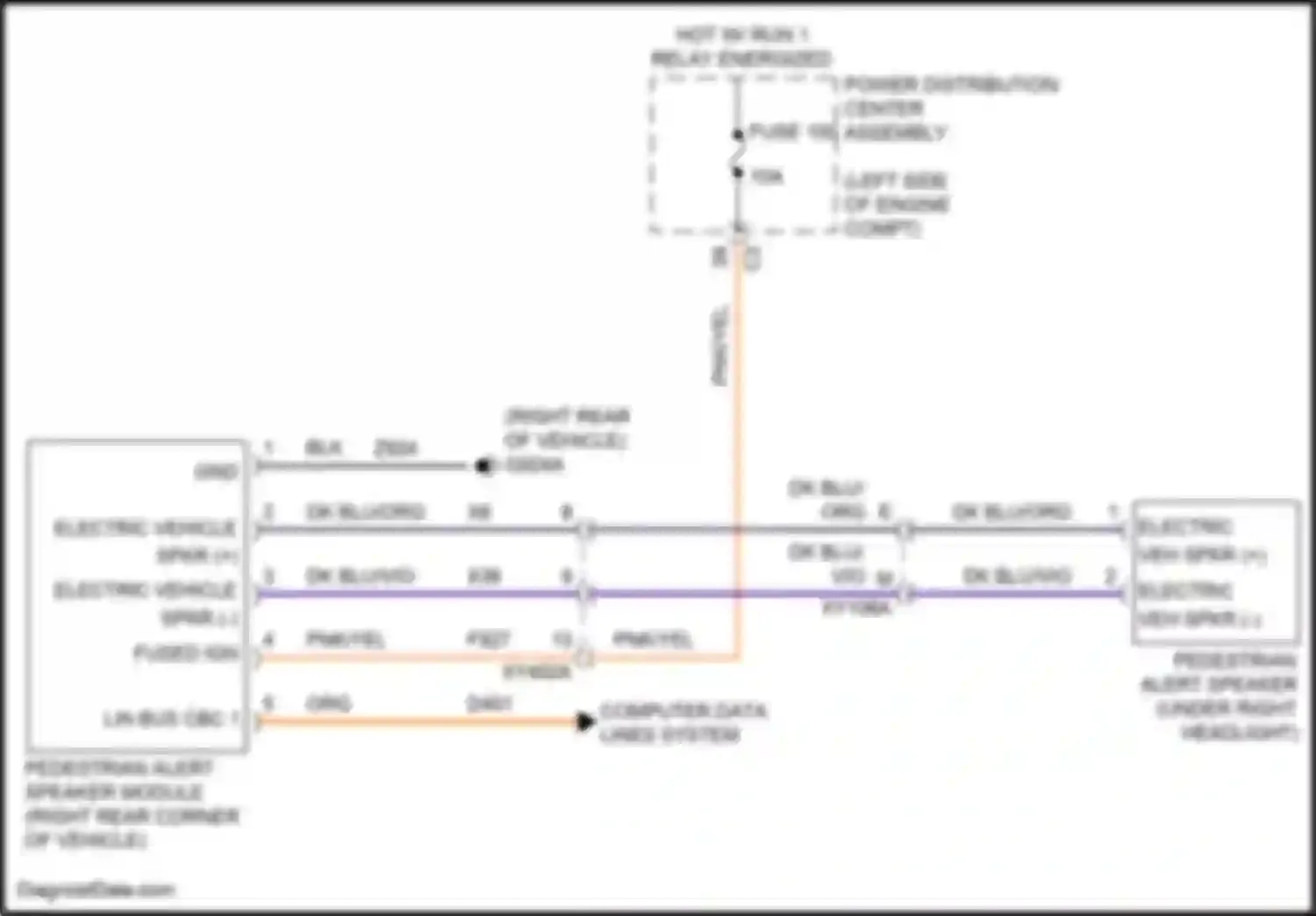 Wiring diagram pedestrian alert speaker module for Chrysler Pacifica RU facelift (2020-2024) (3 of 4)