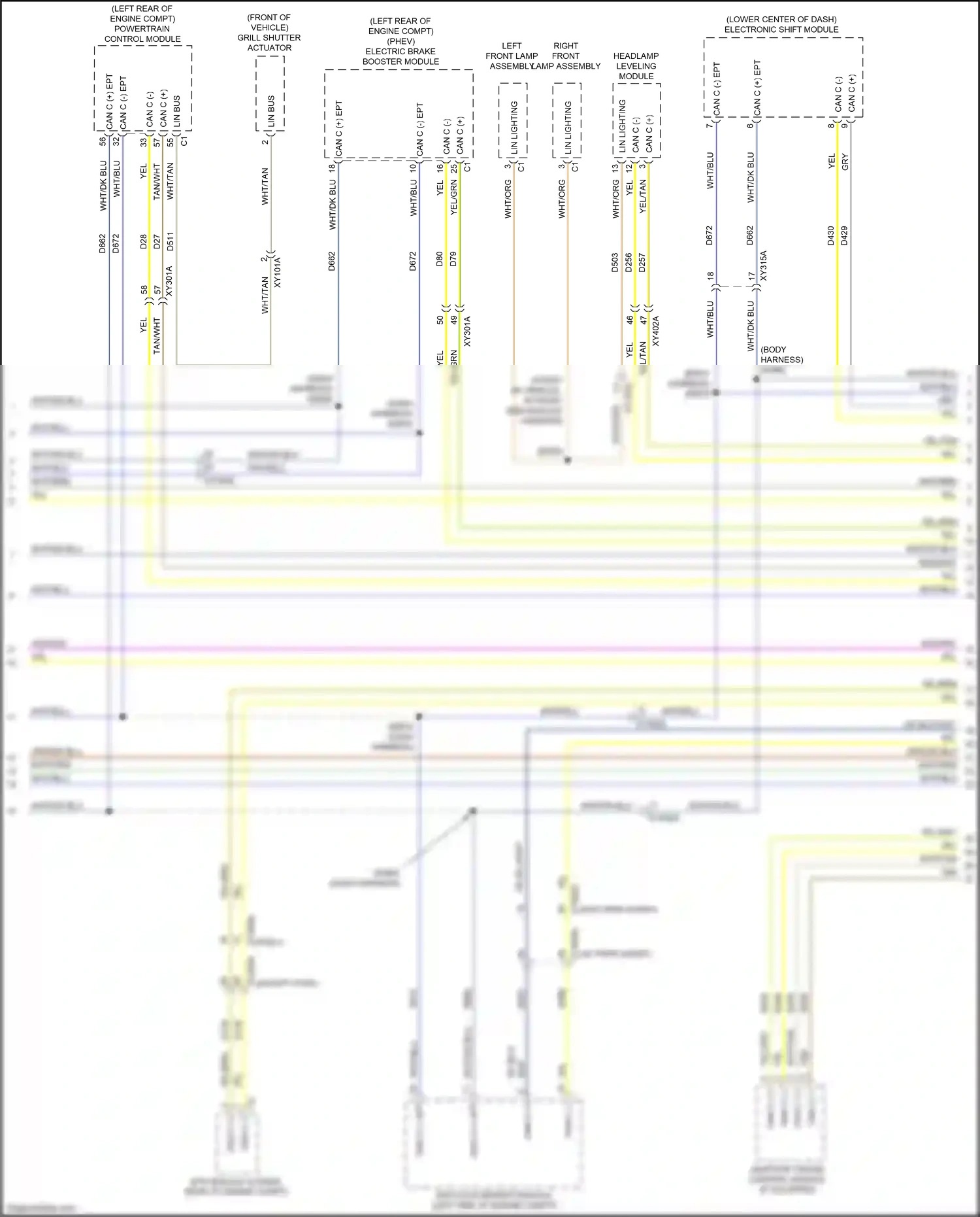 Chrysler Pacifica RU (2016-2020) electric brake booster module wiring diagram  (1 of 4)