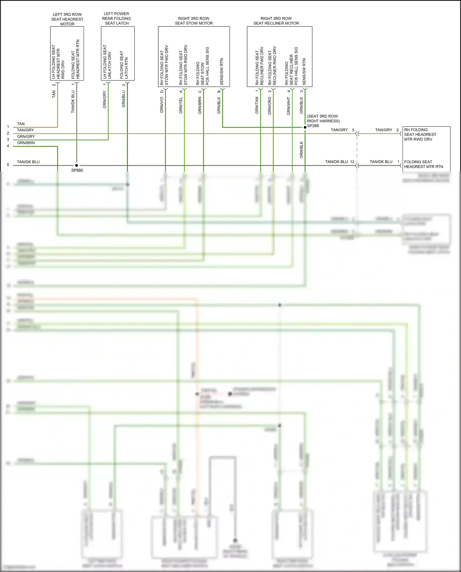 Chrysler Pacifica RU (2016-2020) folding seat latch rtn wiring diagram  (2 of 2)