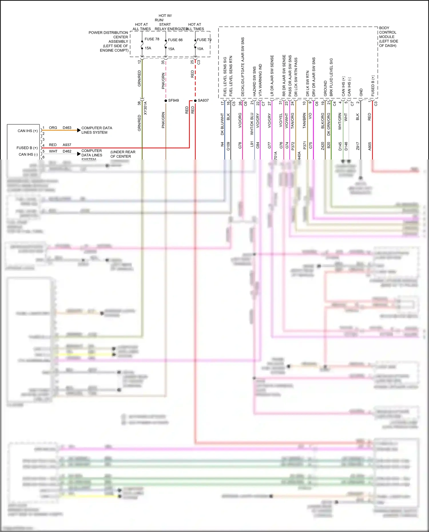 Chrysler Pacifica RU (2016-2020) fuel pump module wiring diagram  (1 of 3)