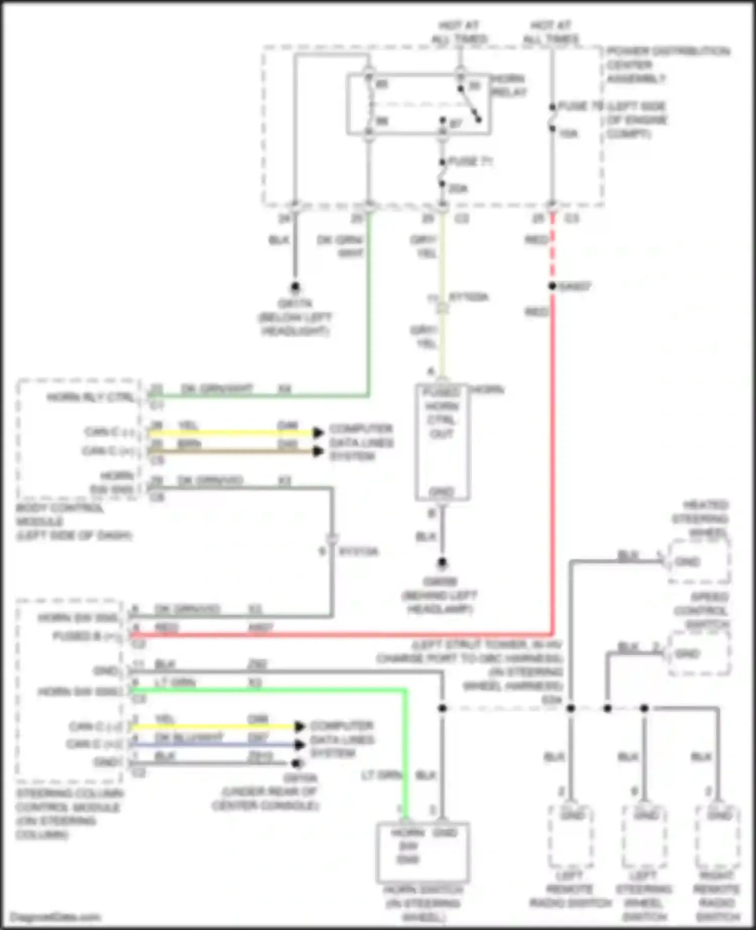 Wiring diagram horn rly ctrl for Chrysler Pacifica RU (2016-2020) (2 of 2)
