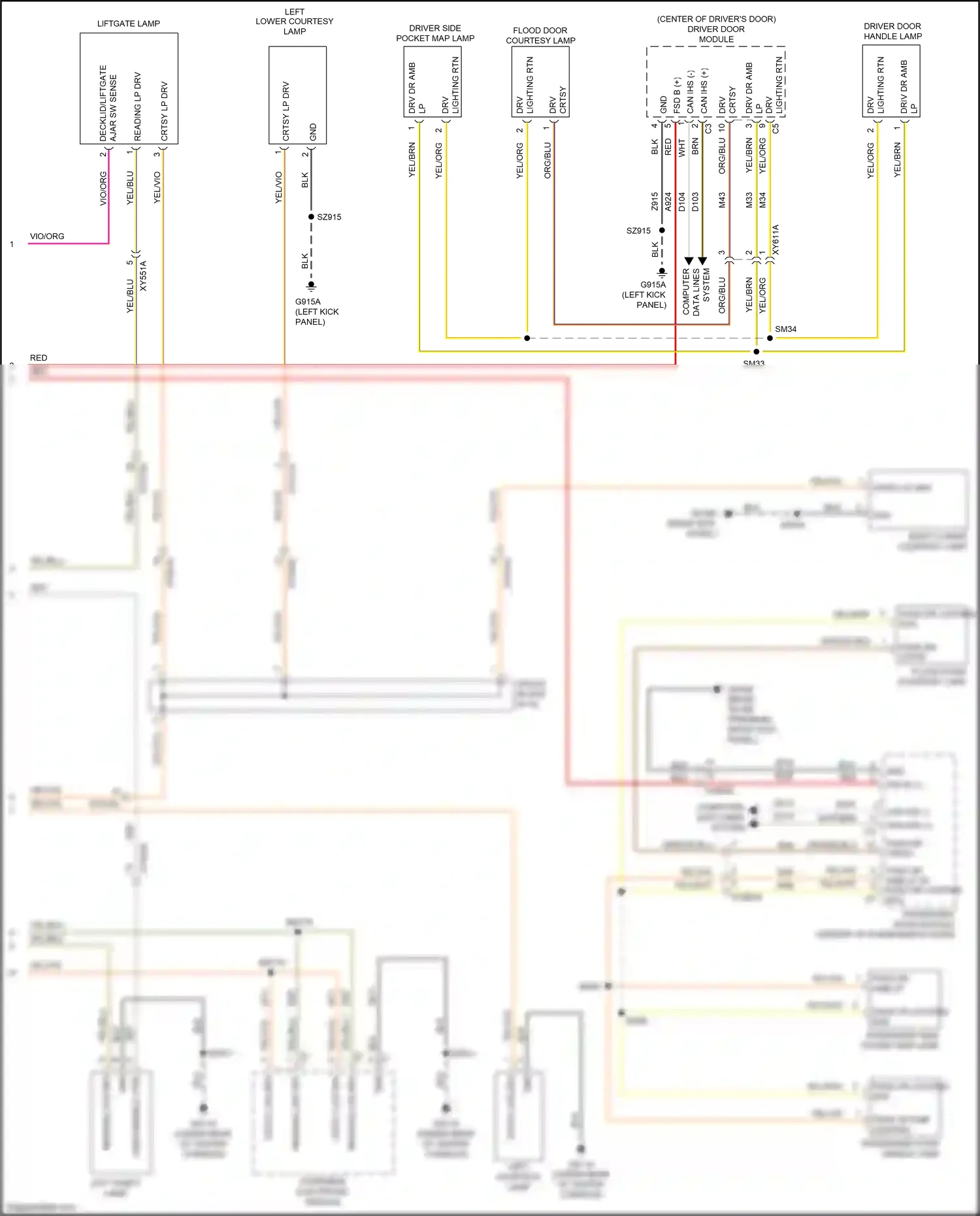 Chrysler Pacifica RU (2016-2020) pass dr amb lp fd pass dr lighting rtn wiring diagram  (1 of 1)