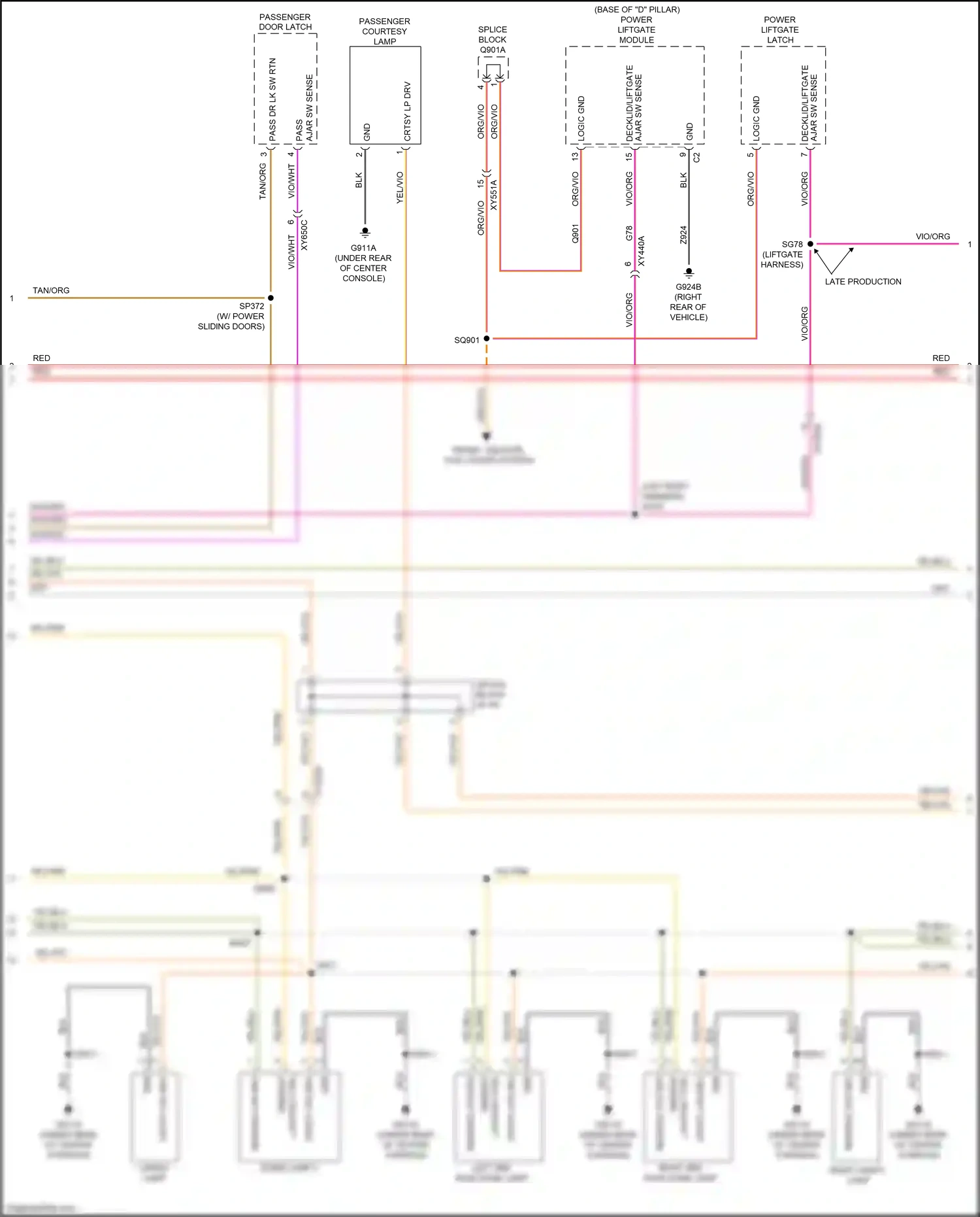 Chrysler Pacifica RU (2016-2020) passenger courtesy lamp wiring diagram  (1 of 2)