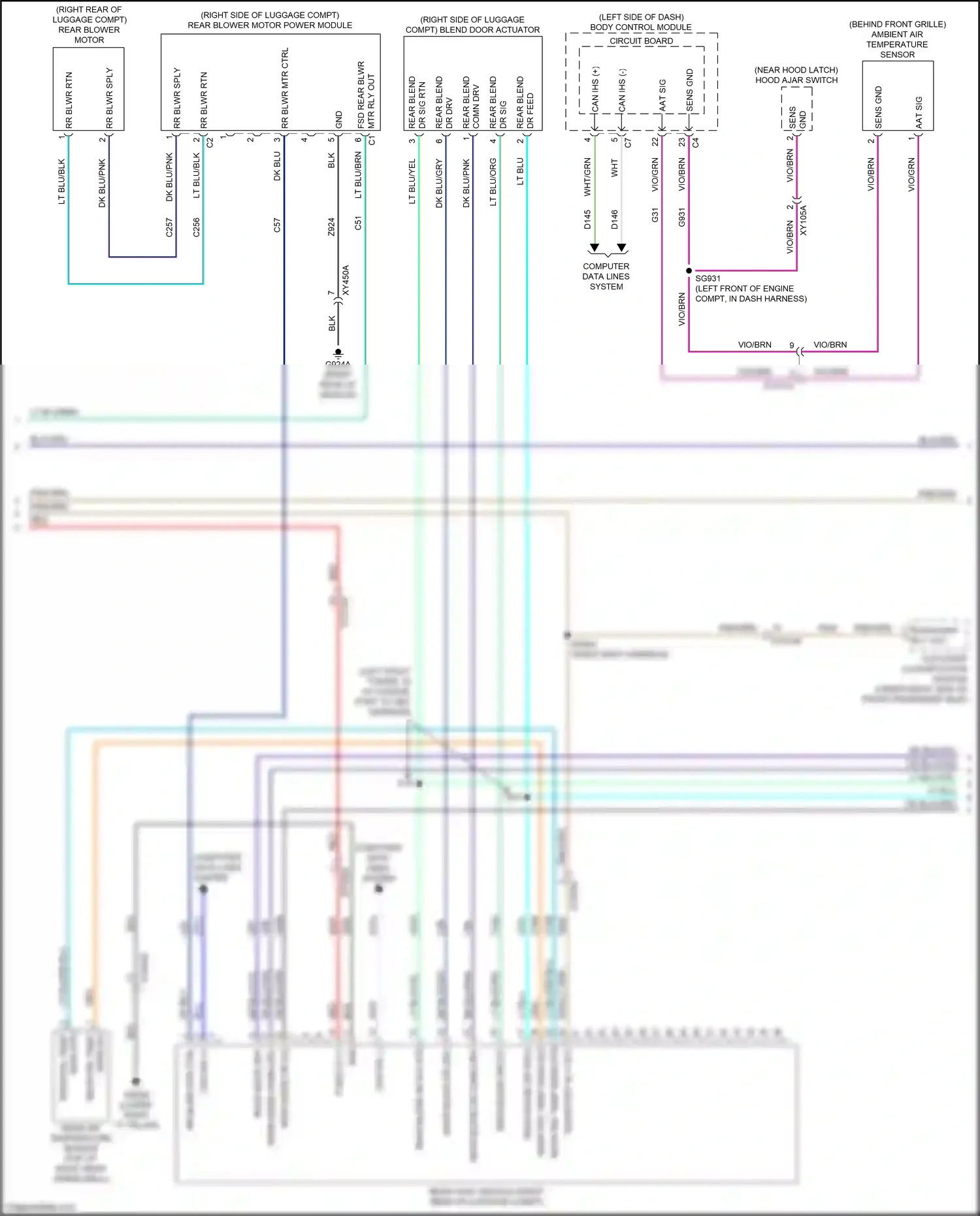 Chrysler Pacifica RU (2016-2020) rear blower motor wiring diagram  (1 of 1)