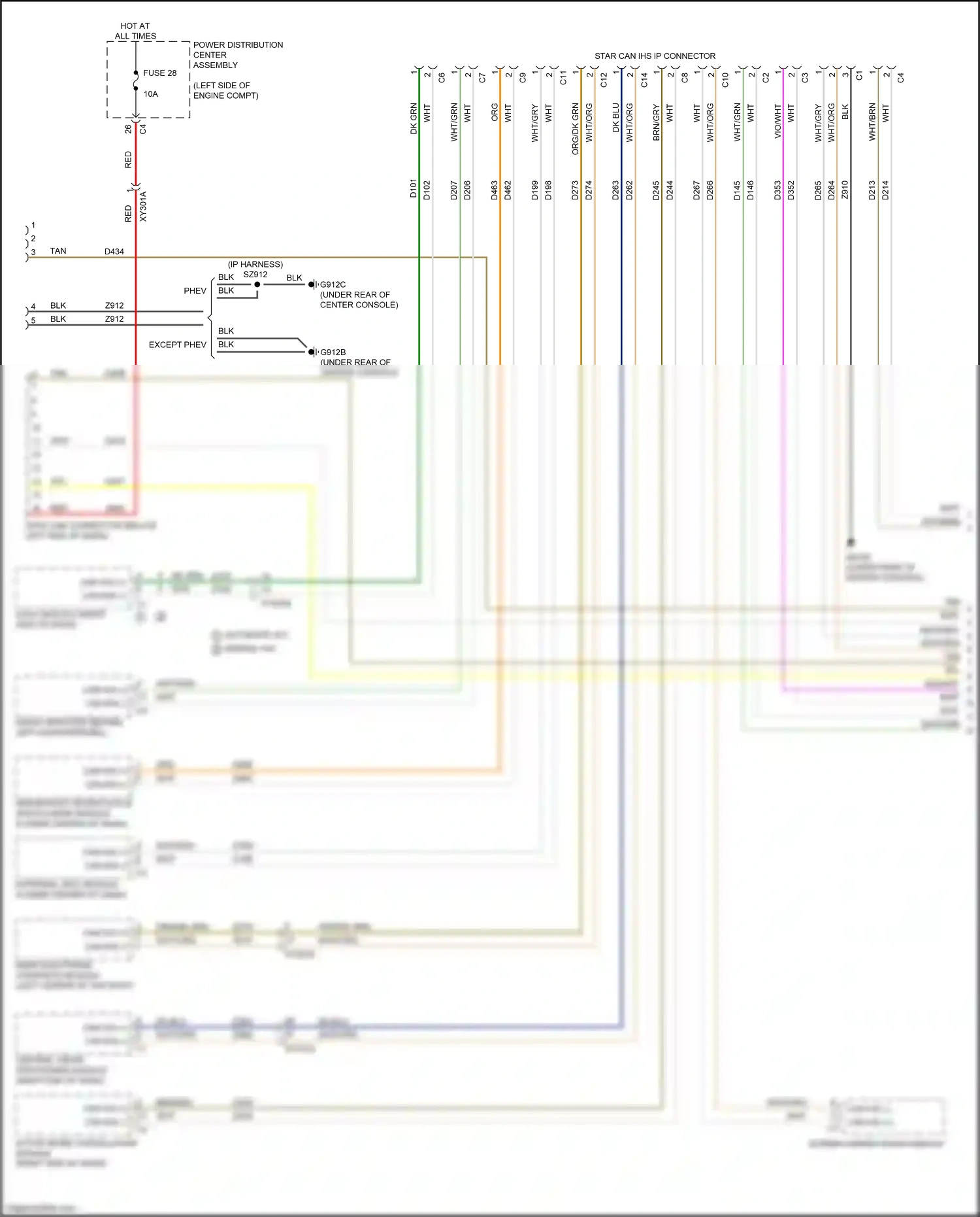 Chrysler Pacifica RU (2016-2020) rear electronic overhead module wiring diagram  (2 of 5)