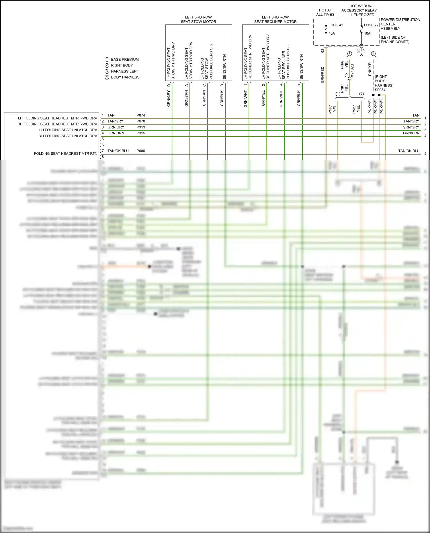 Chrysler Pacifica RU (2016-2020) seat stow wiring diagram  (1 of 2)
