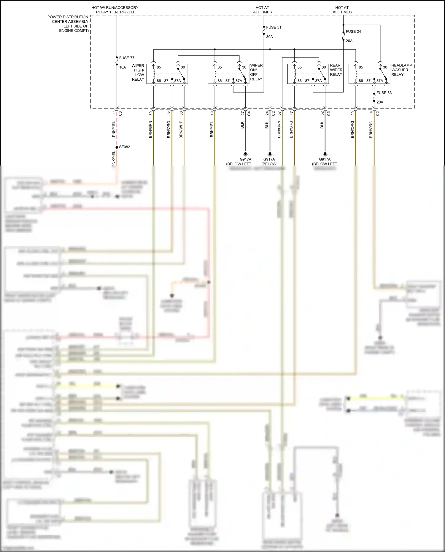 Chrysler Pacifica RU (2016-2020) windshield washer pump wiring diagram  (1 of 1)