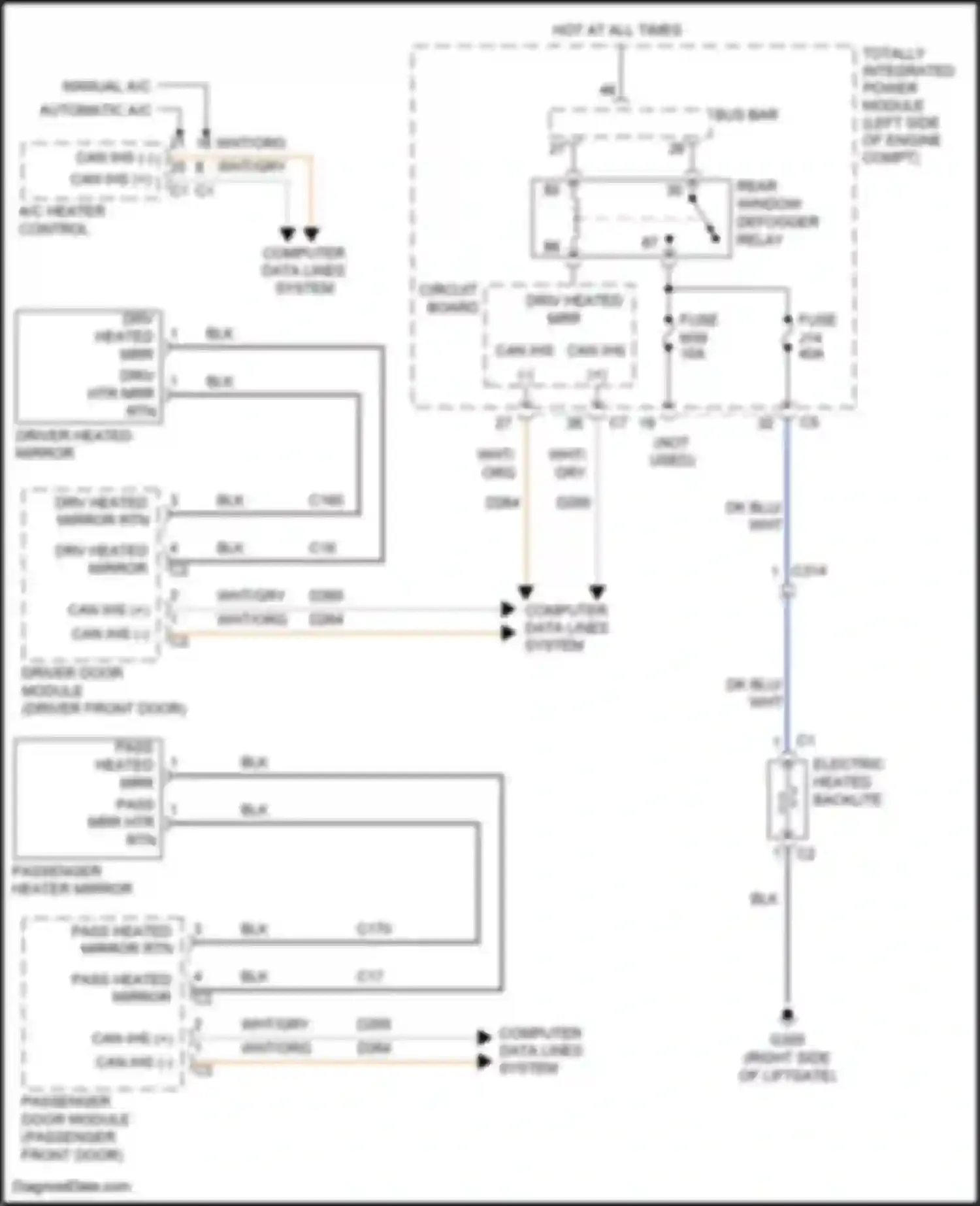 Town & Country Chrysler V facelift (2010-2016): Defoggers circuit