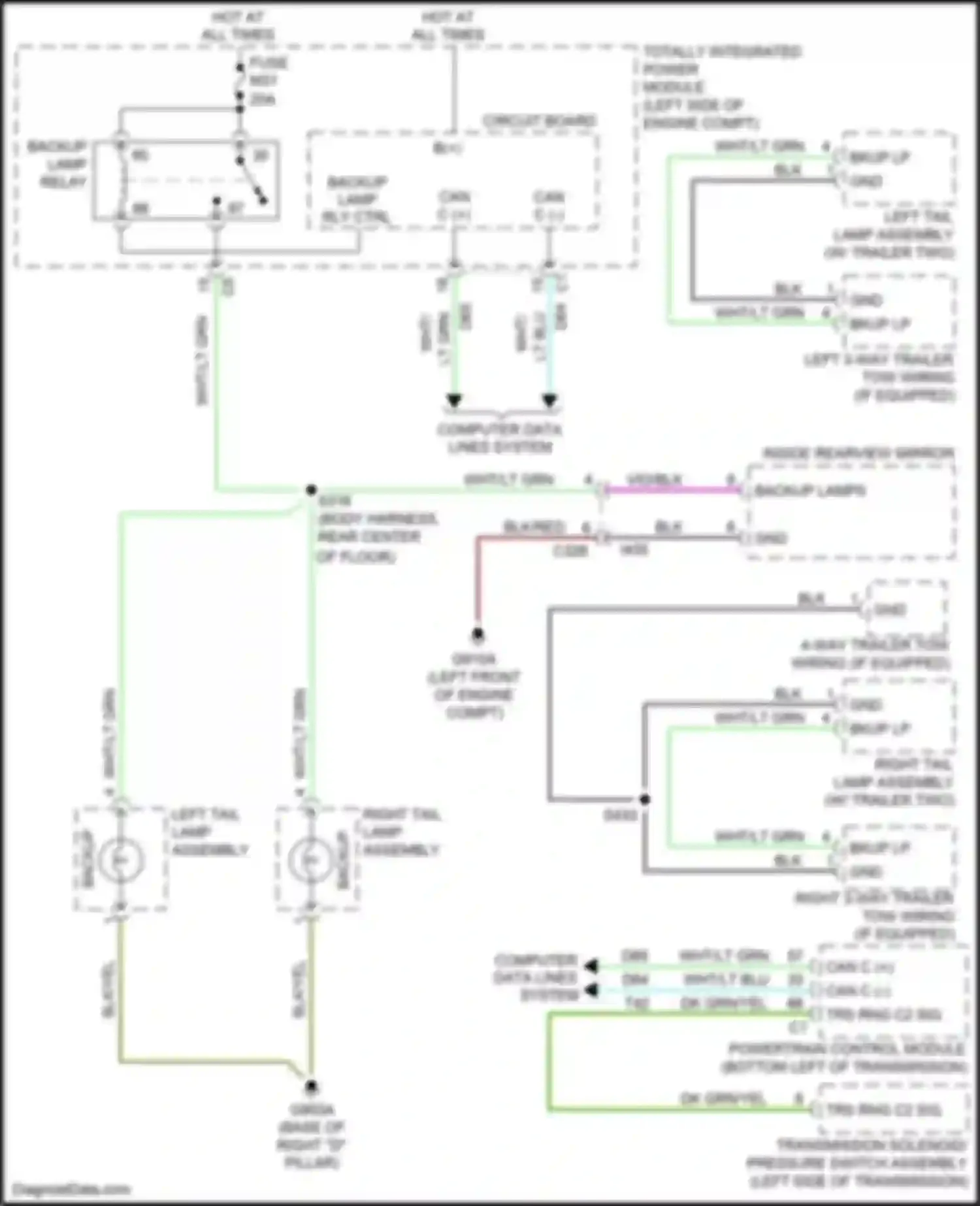 Wiring diagram backup lamp relay for Chrysler Town & Country V facelift (2010-2016) (2 of 3)