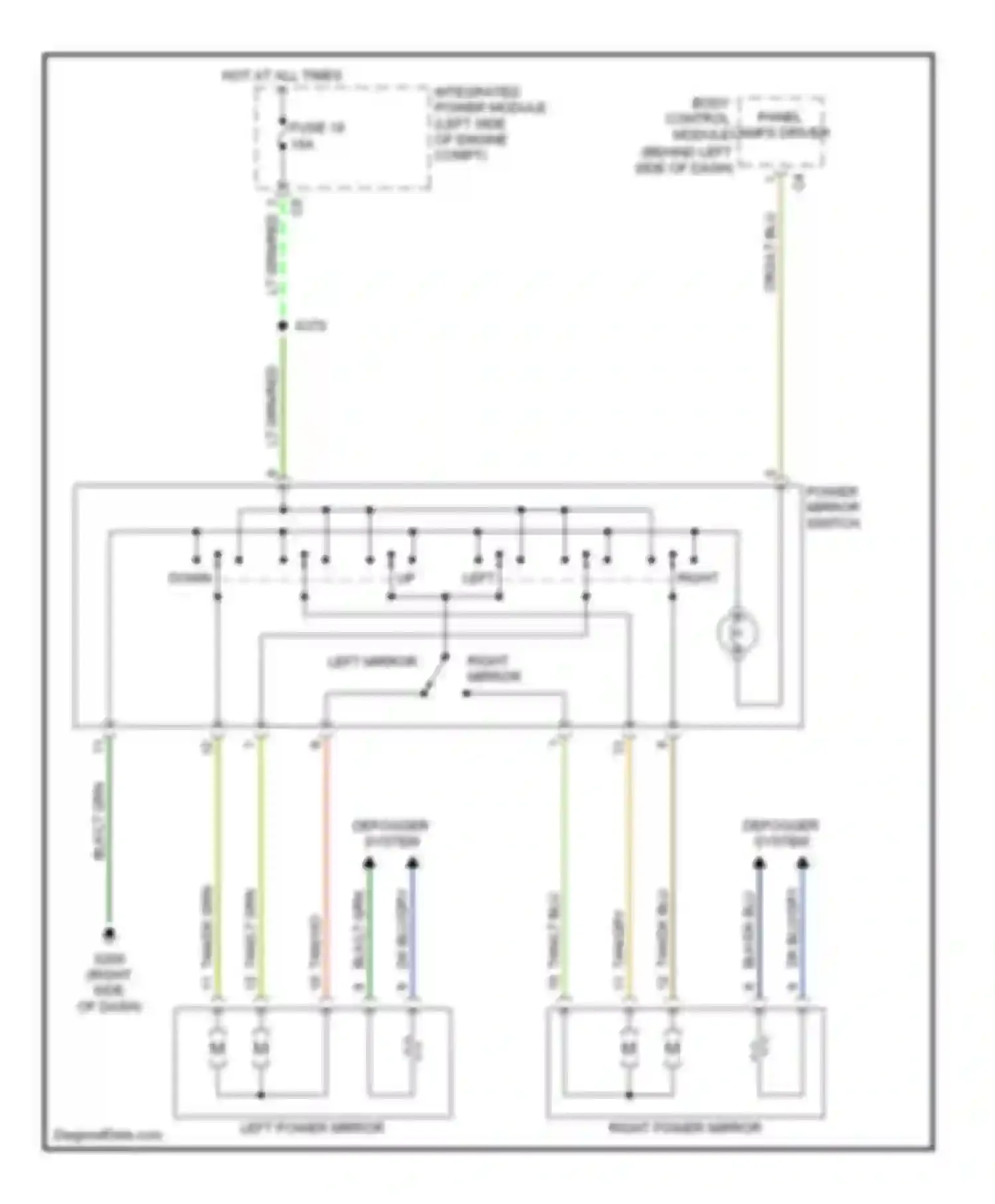 Wiring diagram left power mirror for Chrysler Voyager IV (2000-2004) (3 of 3)