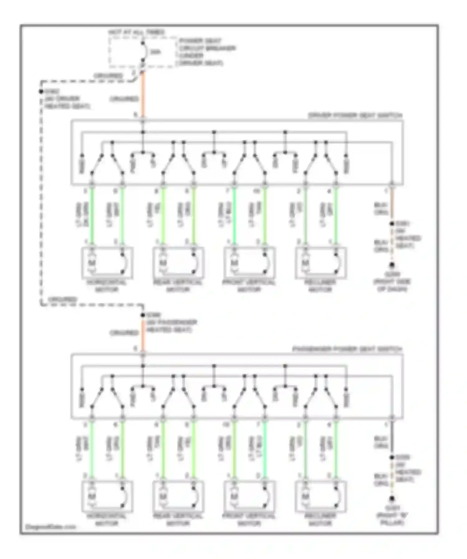 Wiring diagram w/ driver heated seat for Chrysler Voyager IV (2000-2004) (2 of 2)