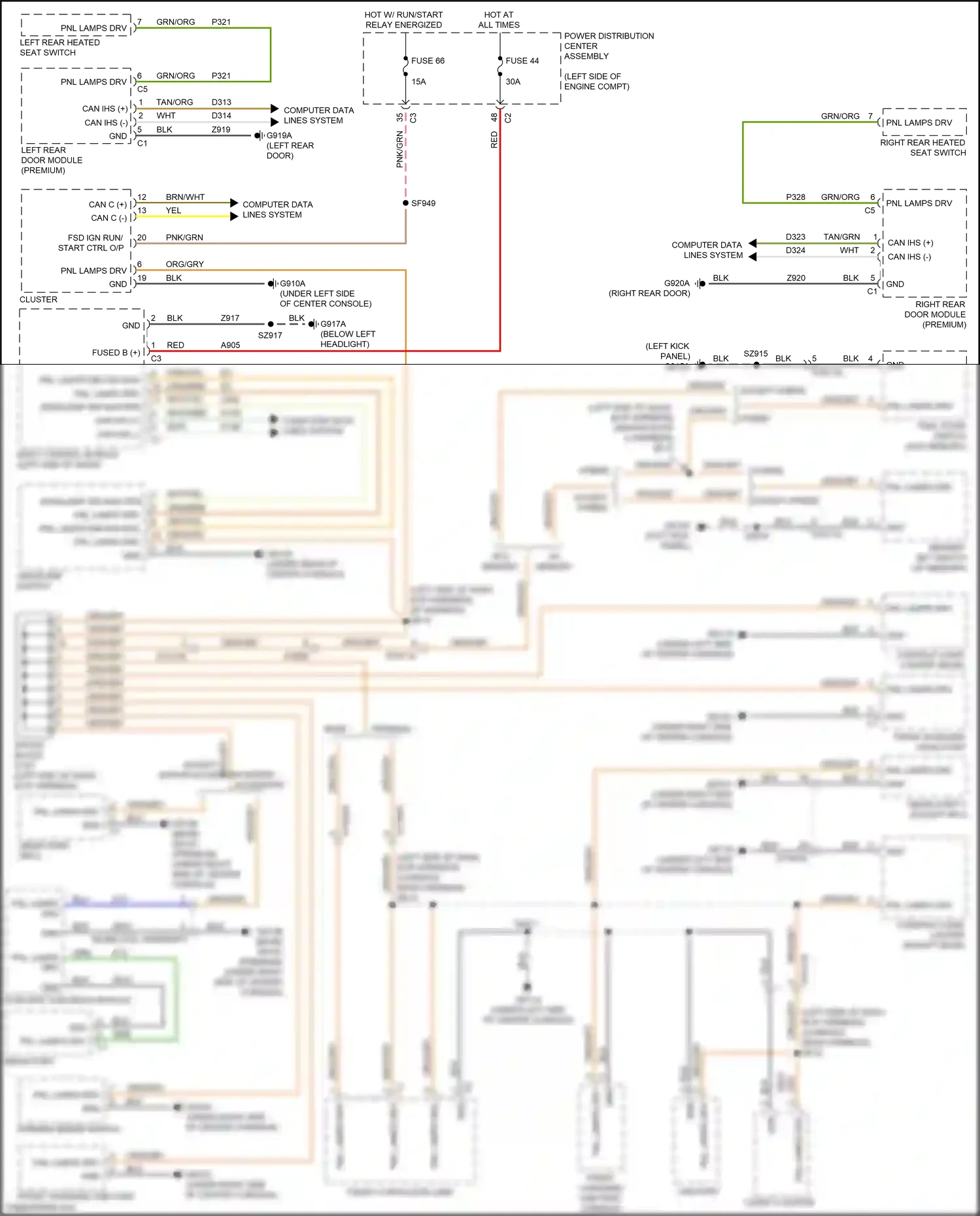 Wiring diagram console cigar lighter for Chrysler Voyager VI (2019-2024) (2 of 2)