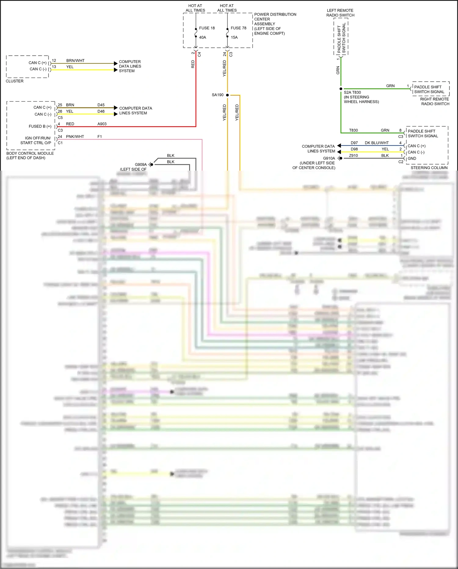 Chrysler Voyager VI (2019-2024) data bus (-) e shift wiring diagram  (1 of 2)