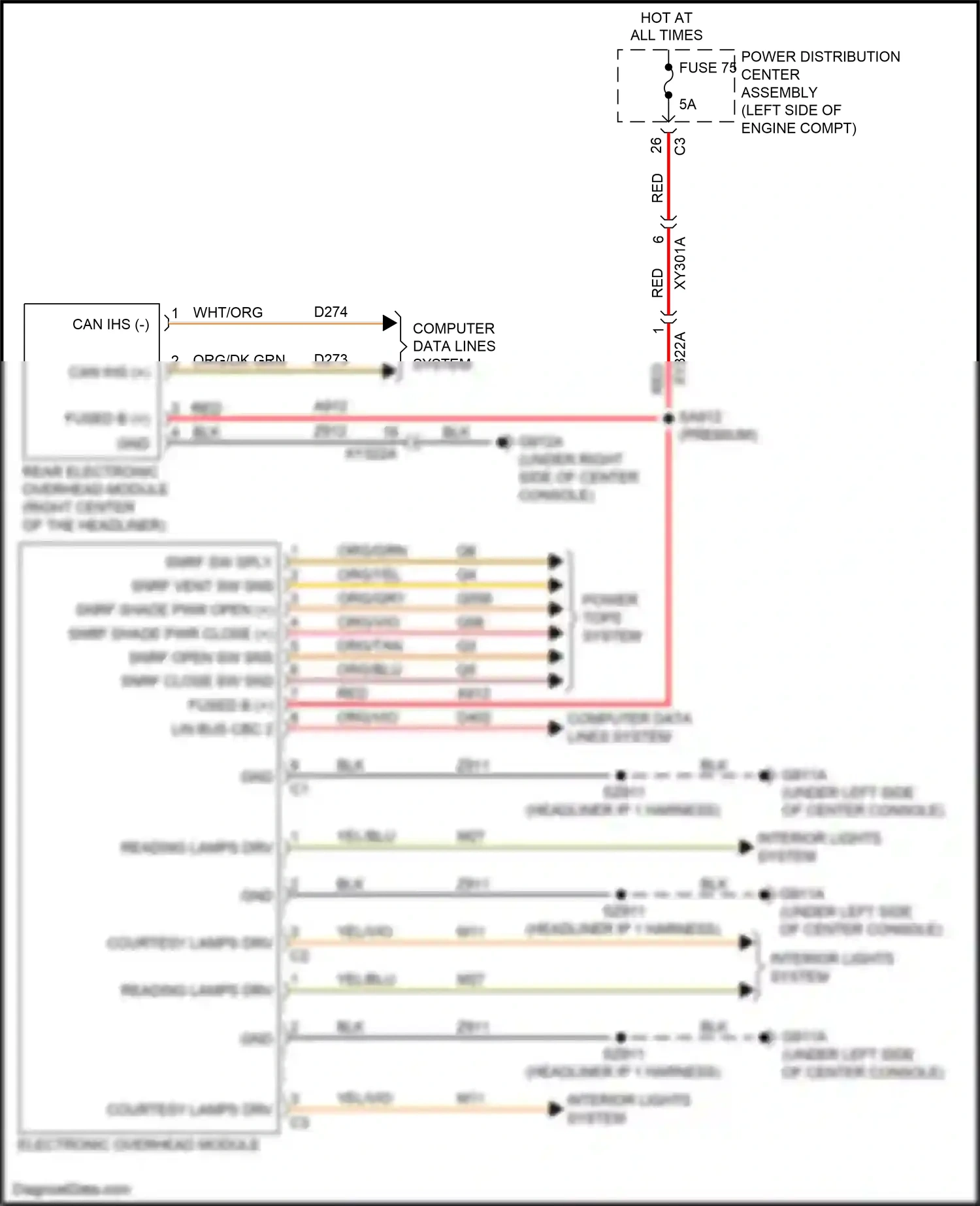Wiring diagram electronic overhead module for Chrysler Voyager VI (2019-2024) (4 of 5)
