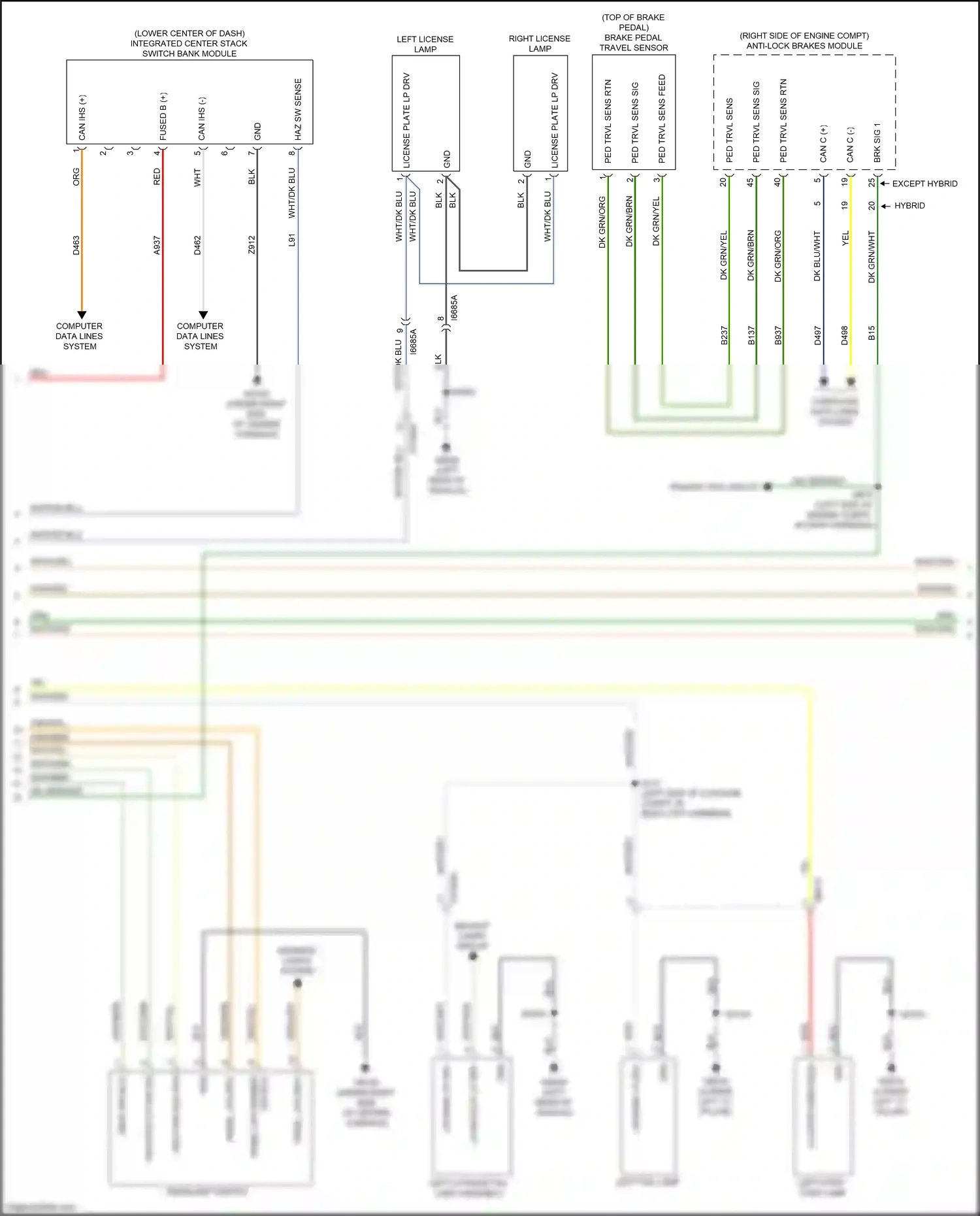 Wiring diagram integrated center stack switch bank module for Chrysler Voyager VI (2019-2024) (3 of 6)