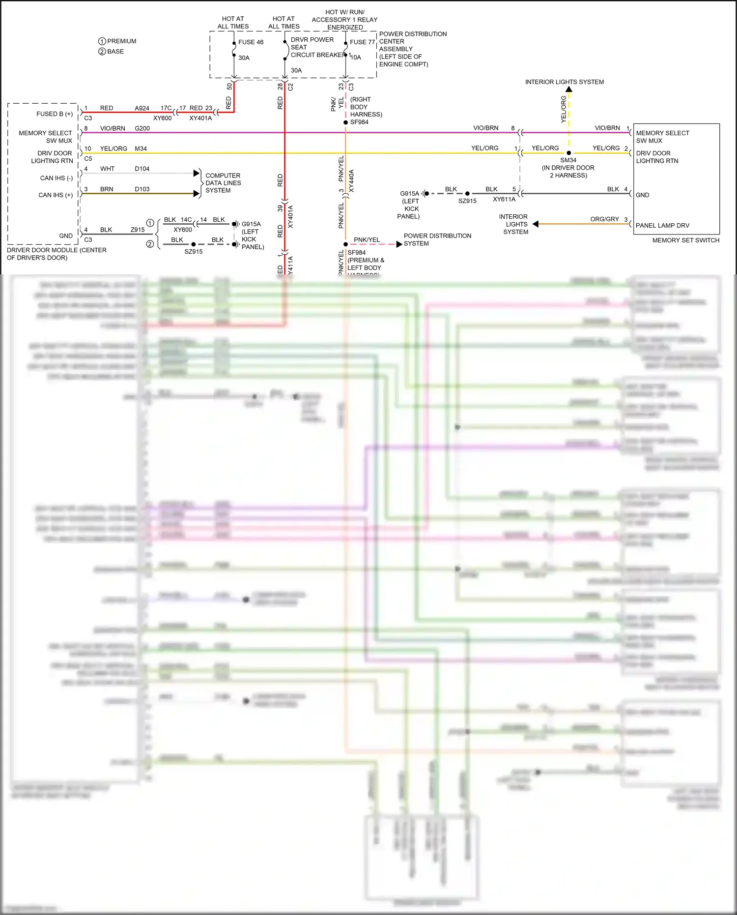 Wiring diagram memory set switch for Chrysler Voyager VI (2019-2024) (2 of 6)