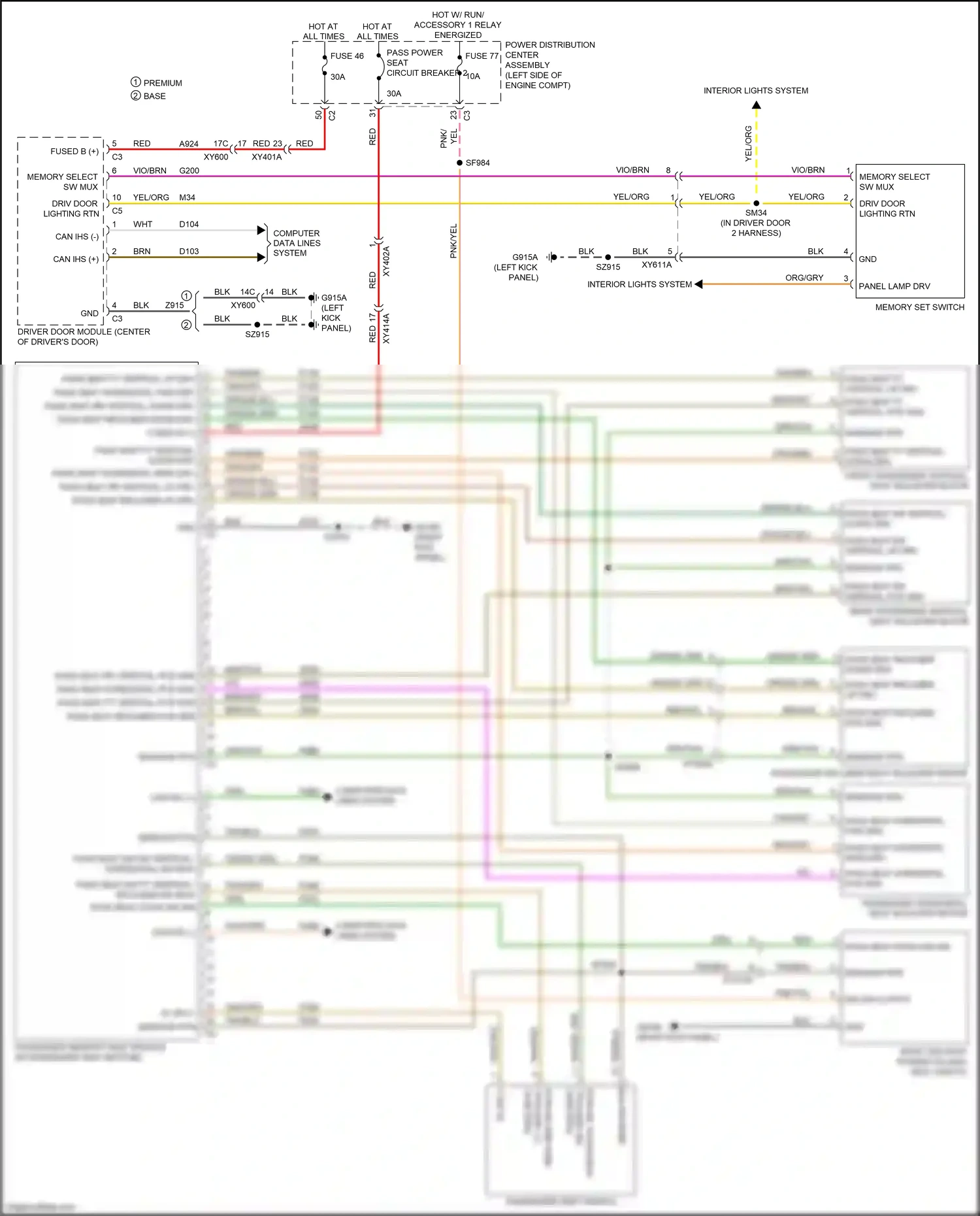 Wiring diagram memory set switch for Chrysler Voyager VI (2019-2024) (6 of 6)