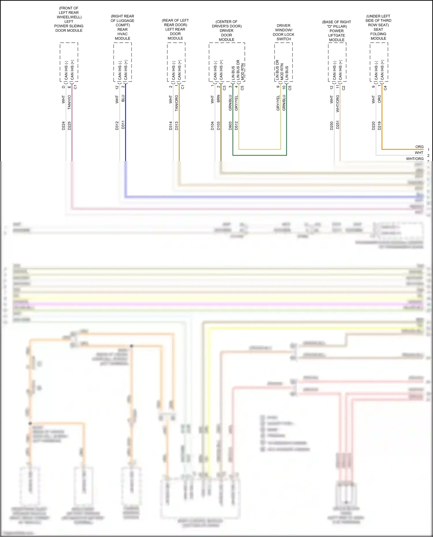 Wiring diagram seat folding module for Chrysler Voyager VI (2019-2024) (1 of 3)