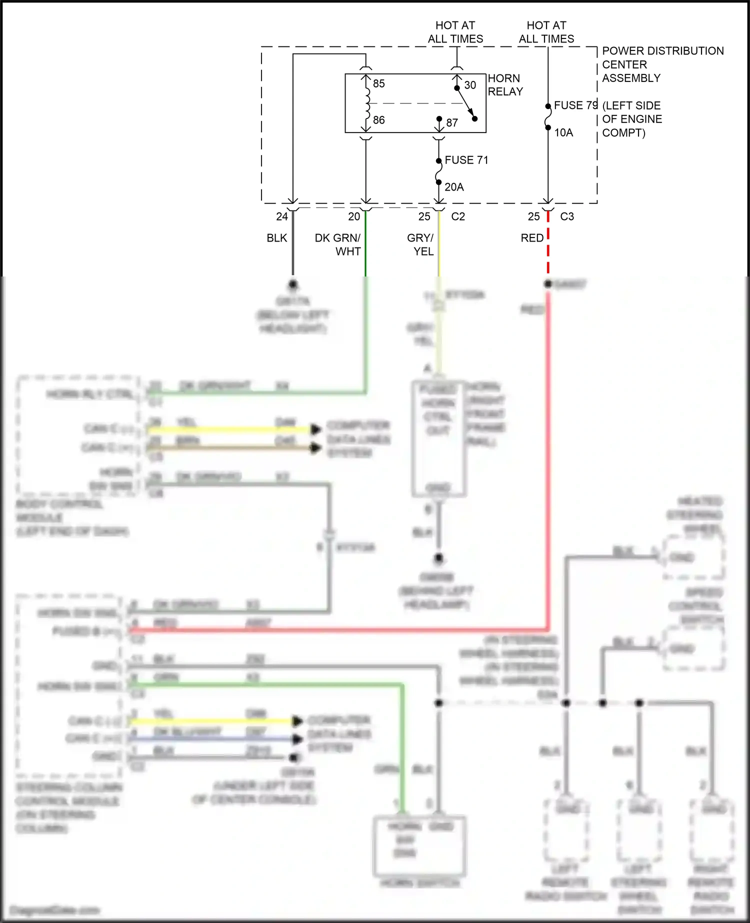 Wiring diagram steering column control module for Chrysler Voyager VI (2019-2024) (2 of 16)