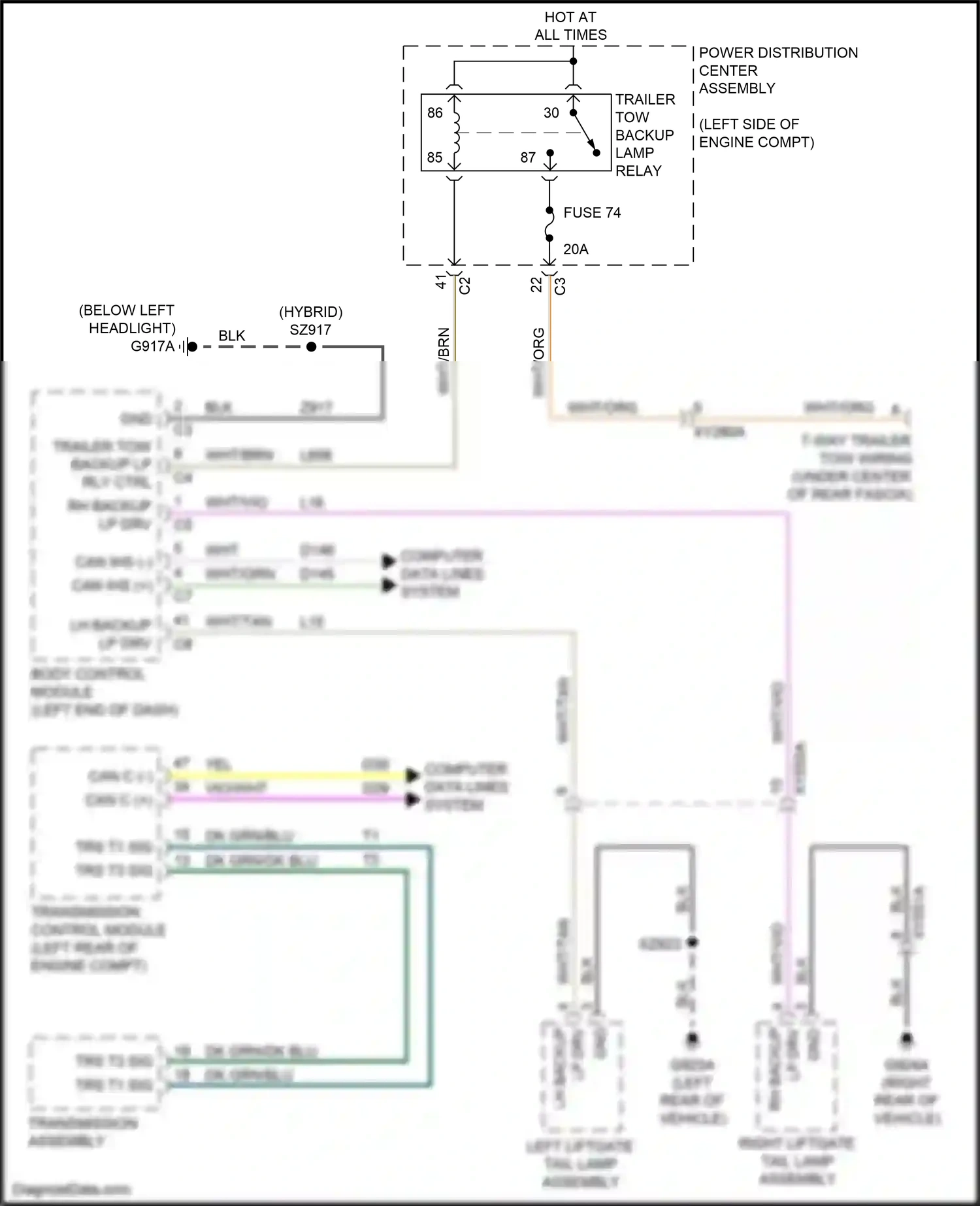 Wiring diagram transmission control module for Chrysler Voyager VI (2019-2024) (1 of 7)