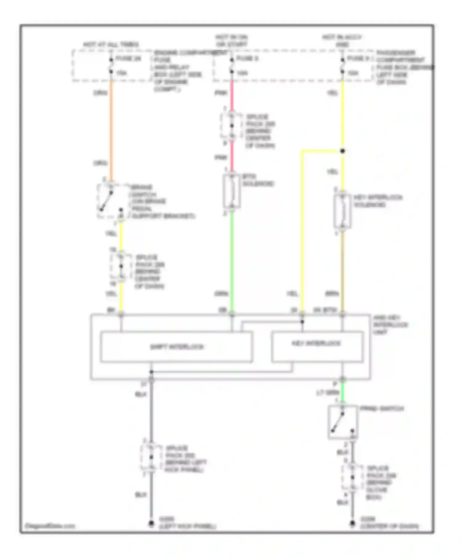 Nubira Daewoo II (1999-2003): Shift interlock circuit