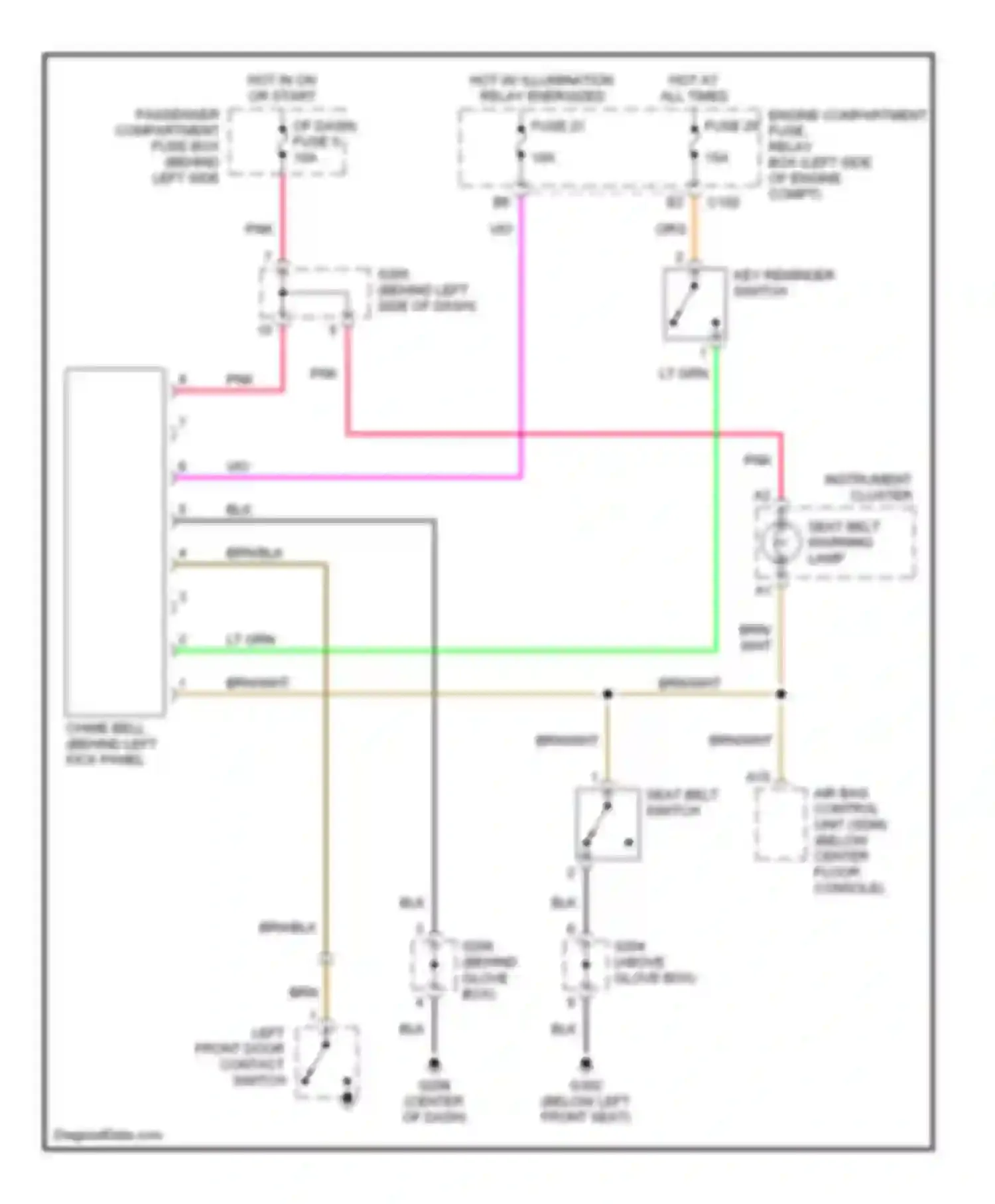 Wiring diagram chime bell (behind left kick panel for Daewoo Nubira II (1999-2003) (1 of 1)