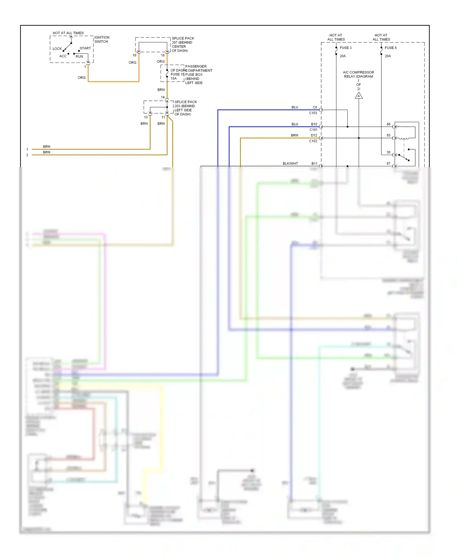 Daewoo Nubira II (1999-2003) engine control module (behind right kick panel) wiring diagram  (1 of 4)