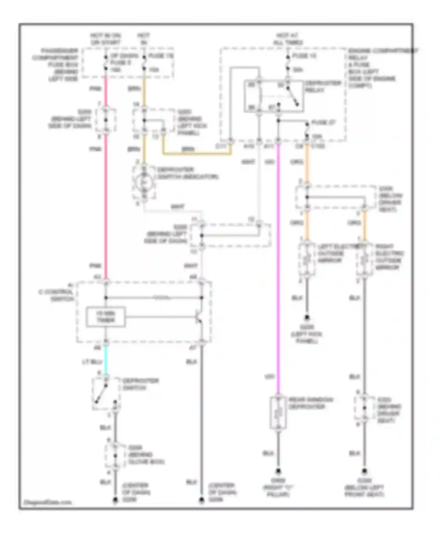Wiring diagram hot at all times for Daewoo Nubira II (1999-2003) (13 of 32)