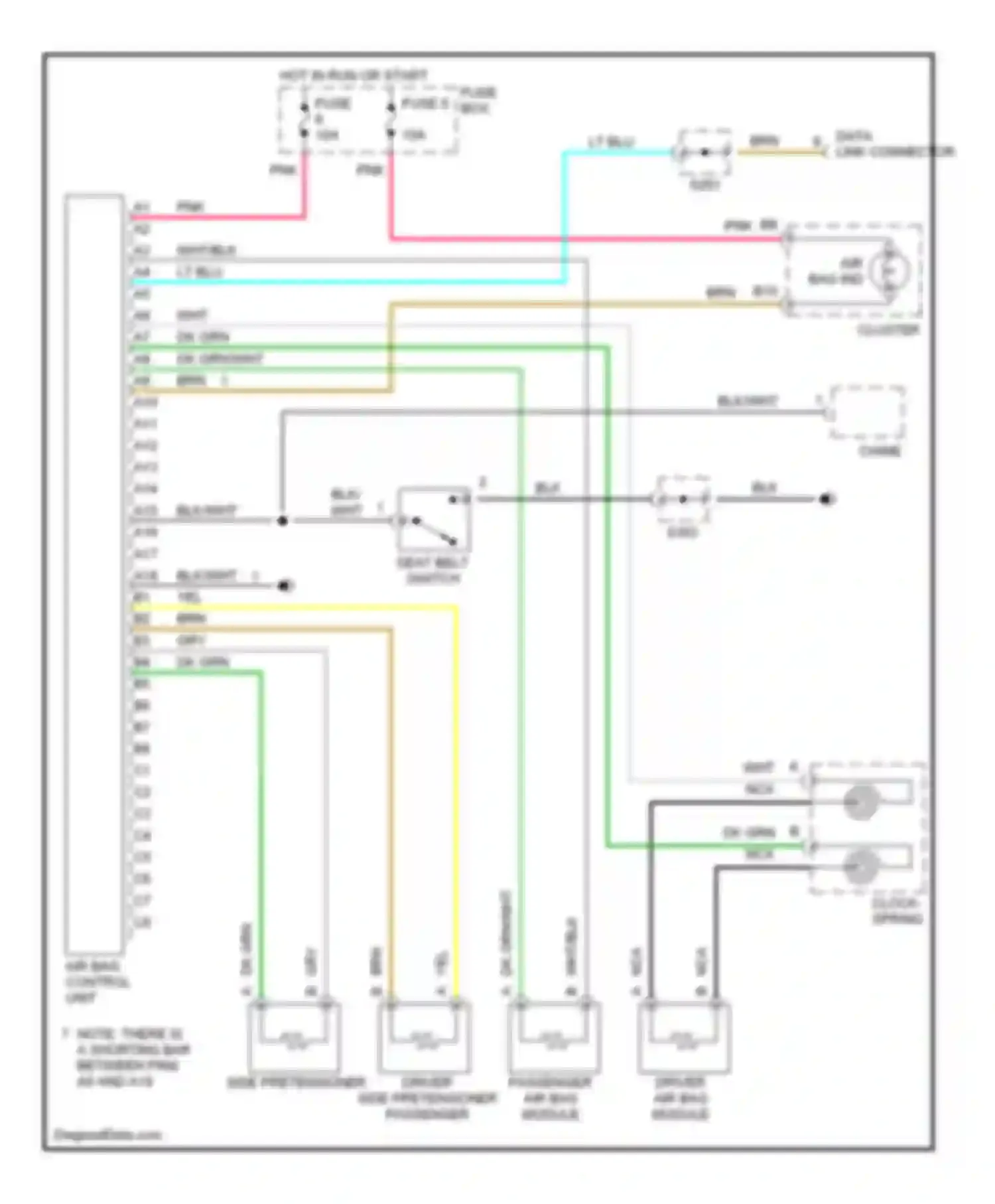 Wiring diagram hot in run or start for Daewoo Nubira II (1999-2003) (1 of 1)