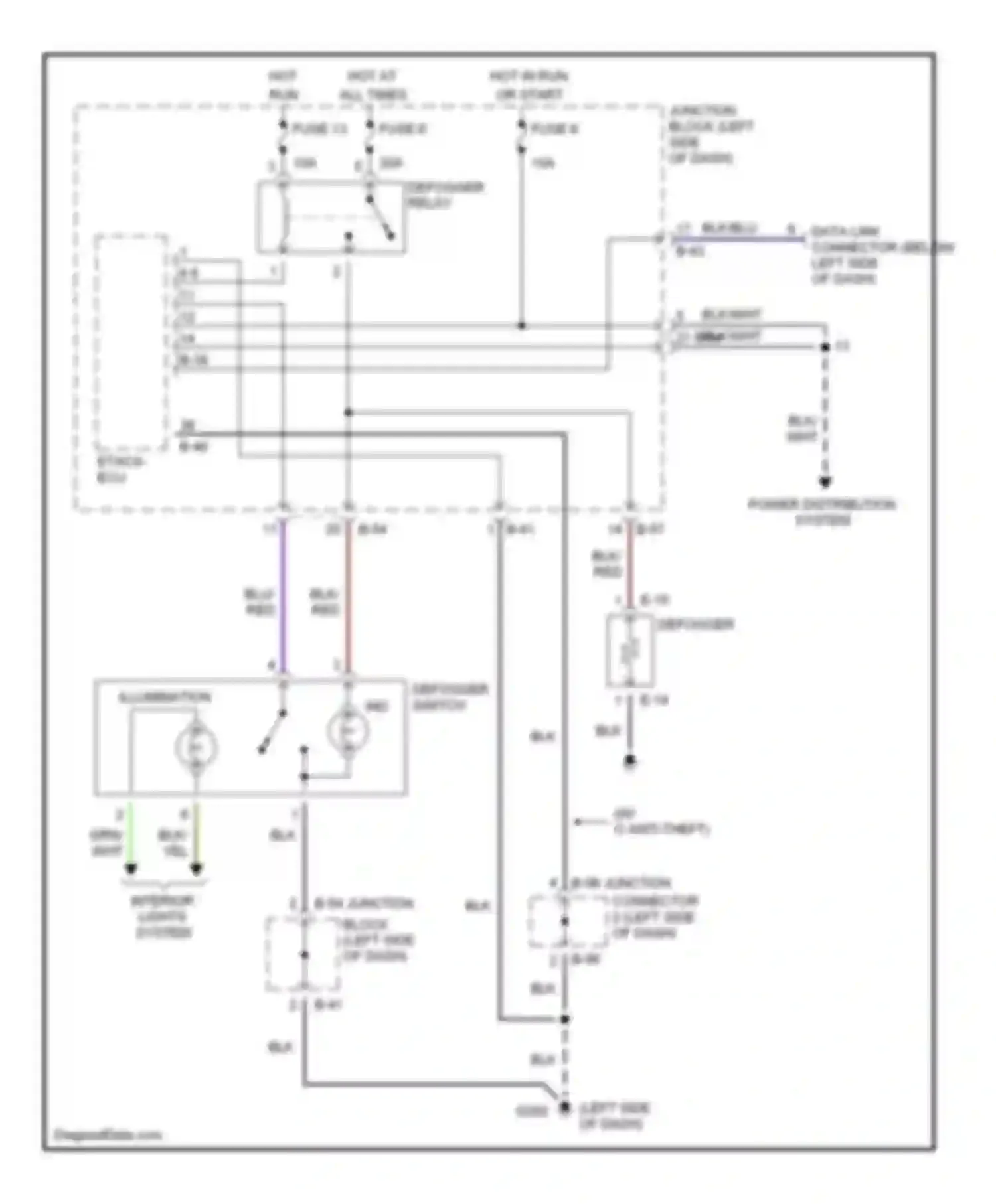 Avenger Dodge I (1994-2000): Defogger circuit