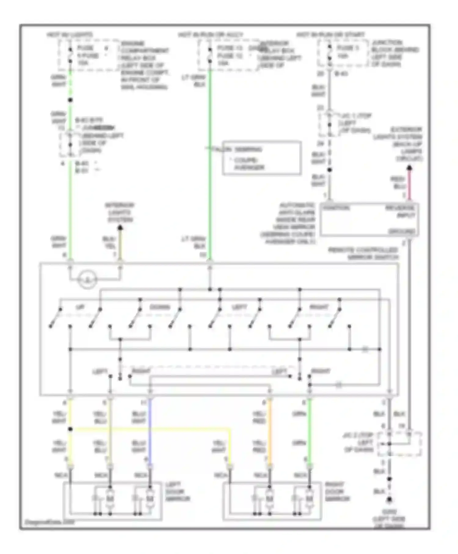 Avenger Dodge I (1994-2000): Power mirror circuit
